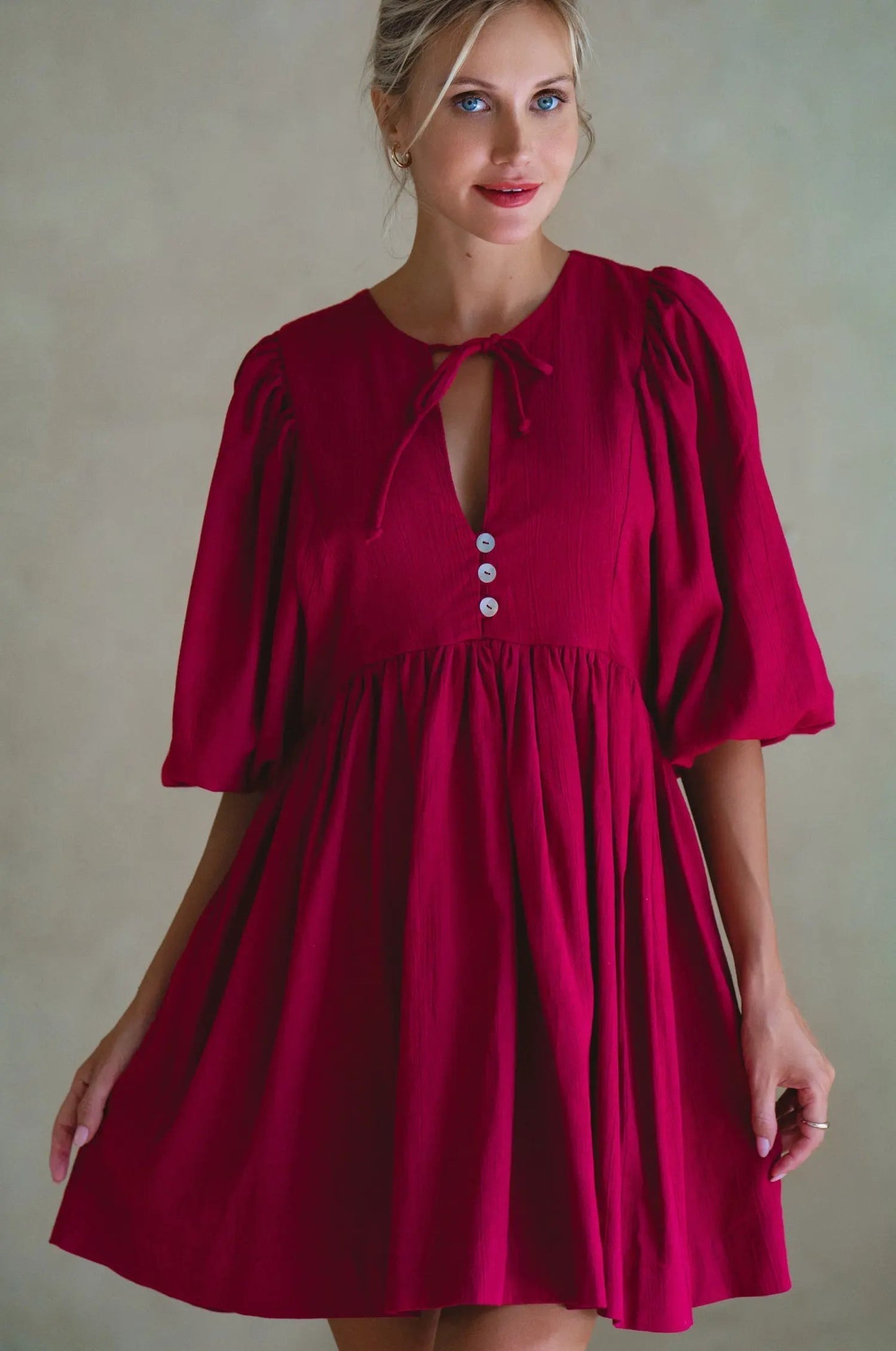 Maribelle Babydoll Linen Mini Dress by ELF