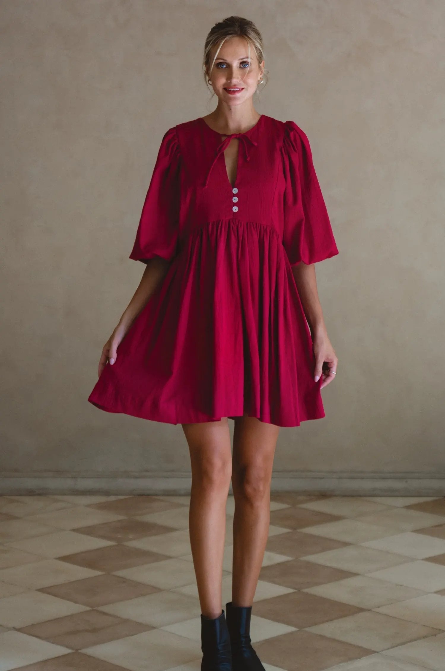 Maribelle Babydoll Linen Mini Dress by ELF