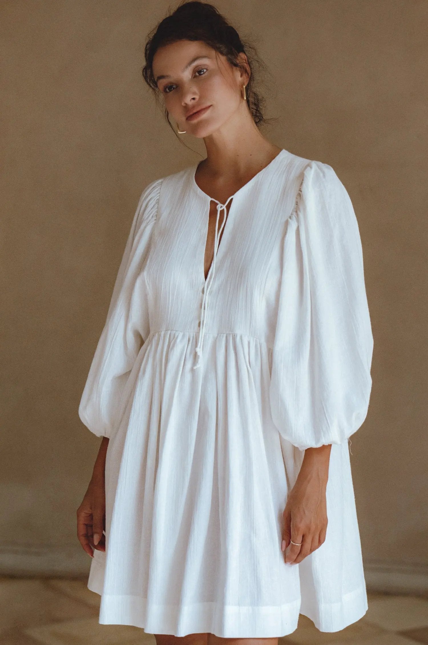 Maribelle Babydoll Linen Mini Dress by ELF