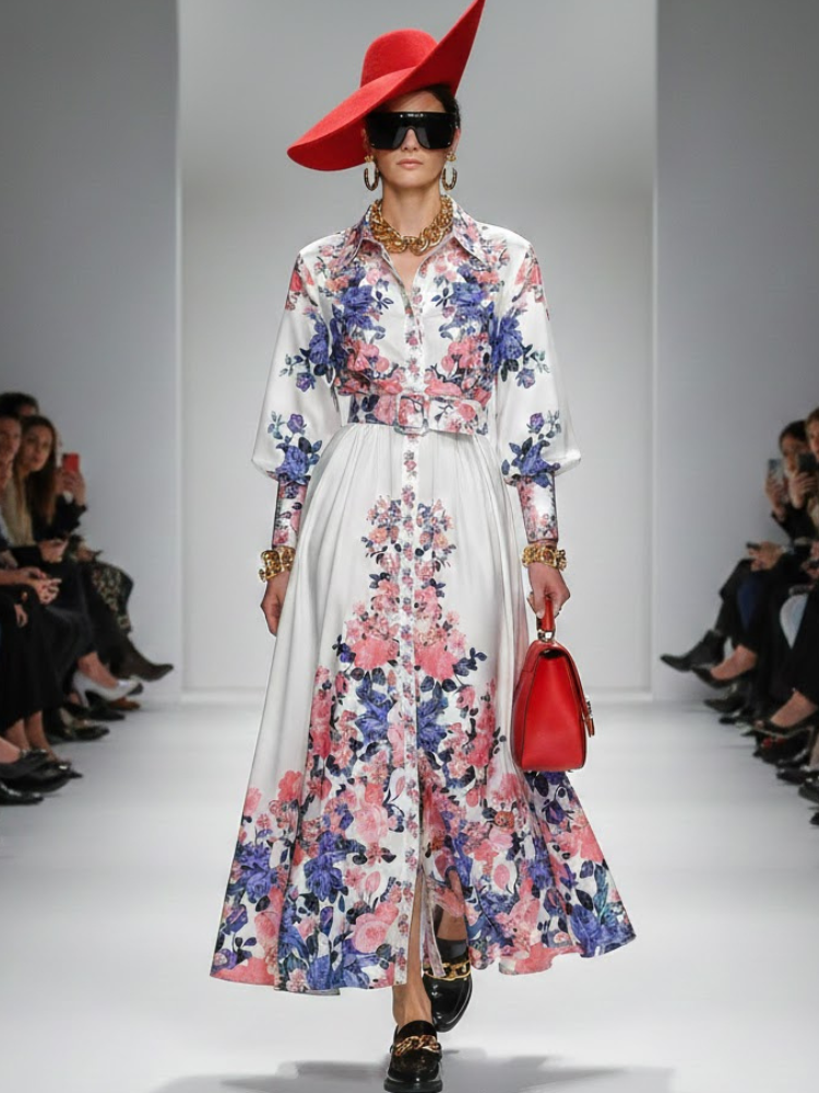 Maxi Dress New Collection BYMANYC ® New York Blooming Rose Floral Print by BYMANYC ® New York