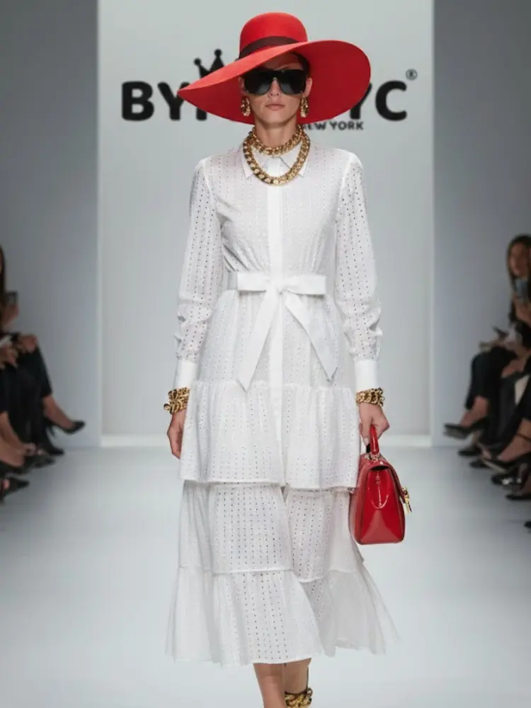 Maxi Dress New Collection BYMANYC ® New York • Eyelet Embroidery & Tiered Ruffles by BYMANYC ® New York
