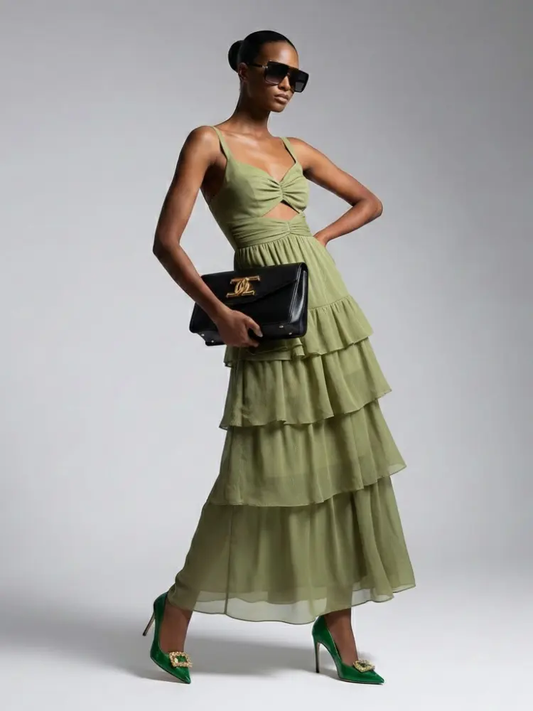 Maxi Dress New Collection BYMANYC ® New York • Olive Green Ruffles by BYMANYC ® New York
