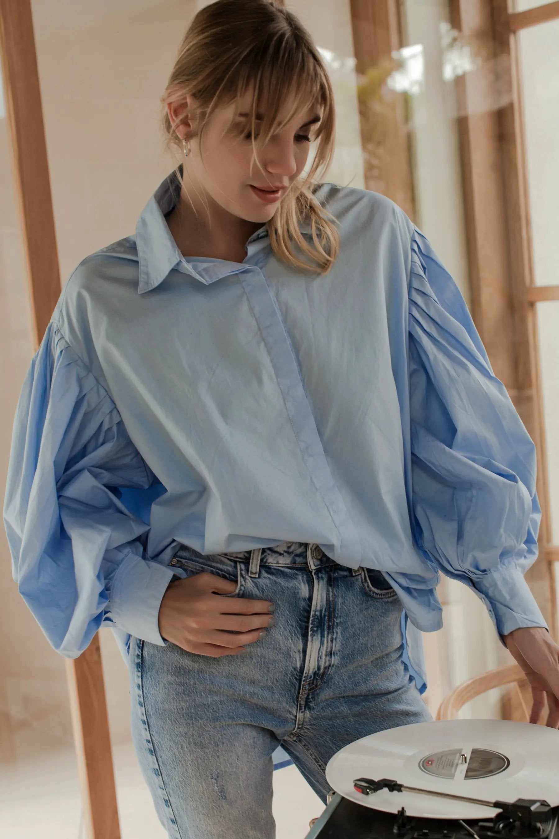 Merci Balloon Sleeve Oversized Shirt (Sale) by ELF