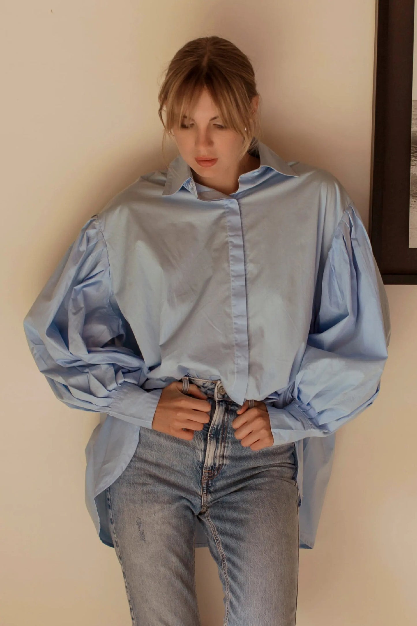Merci Balloon Sleeve Oversized Shirt (Sale) by ELF