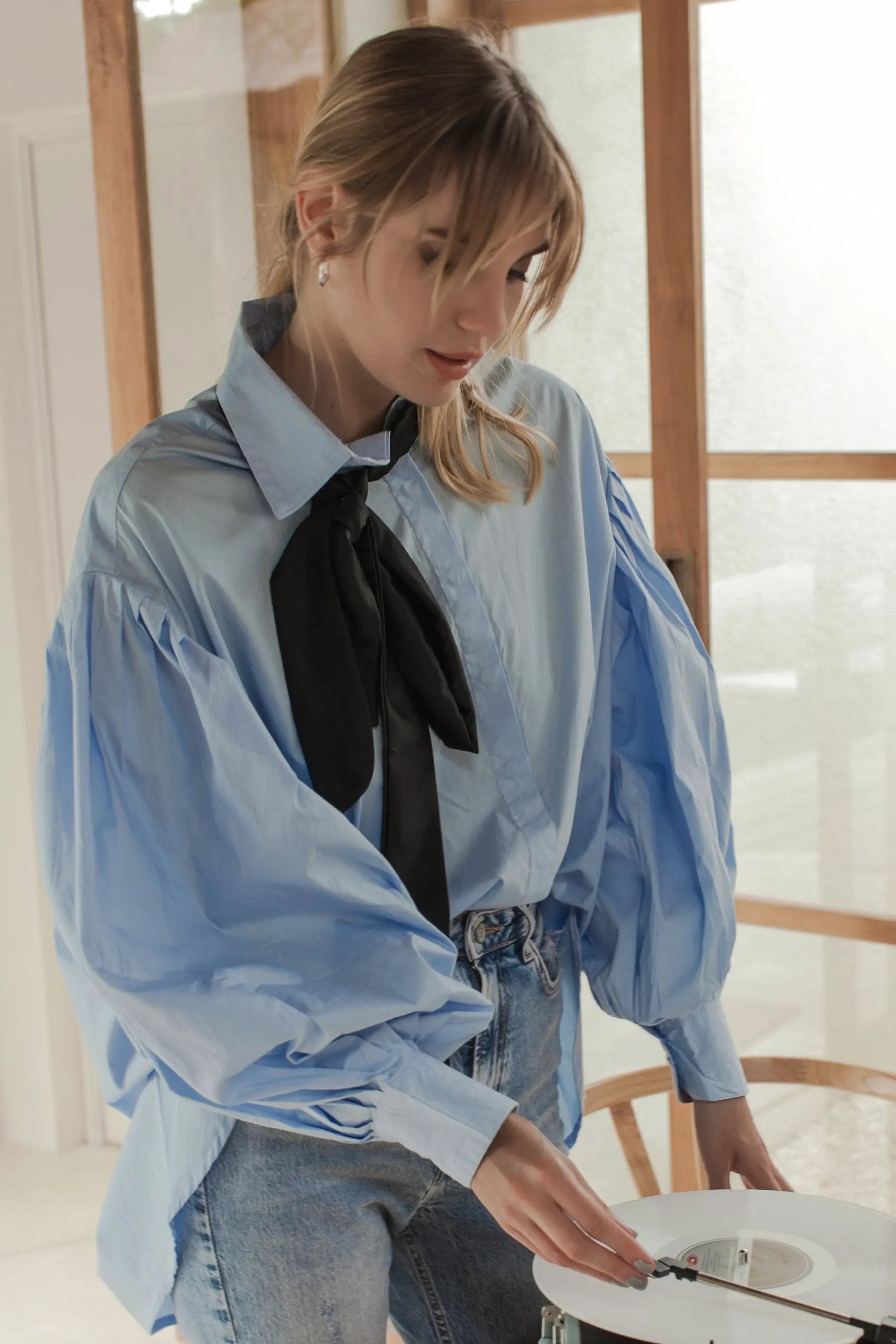 Merci Balloon Sleeve Oversized Shirt (Sale) by ELF