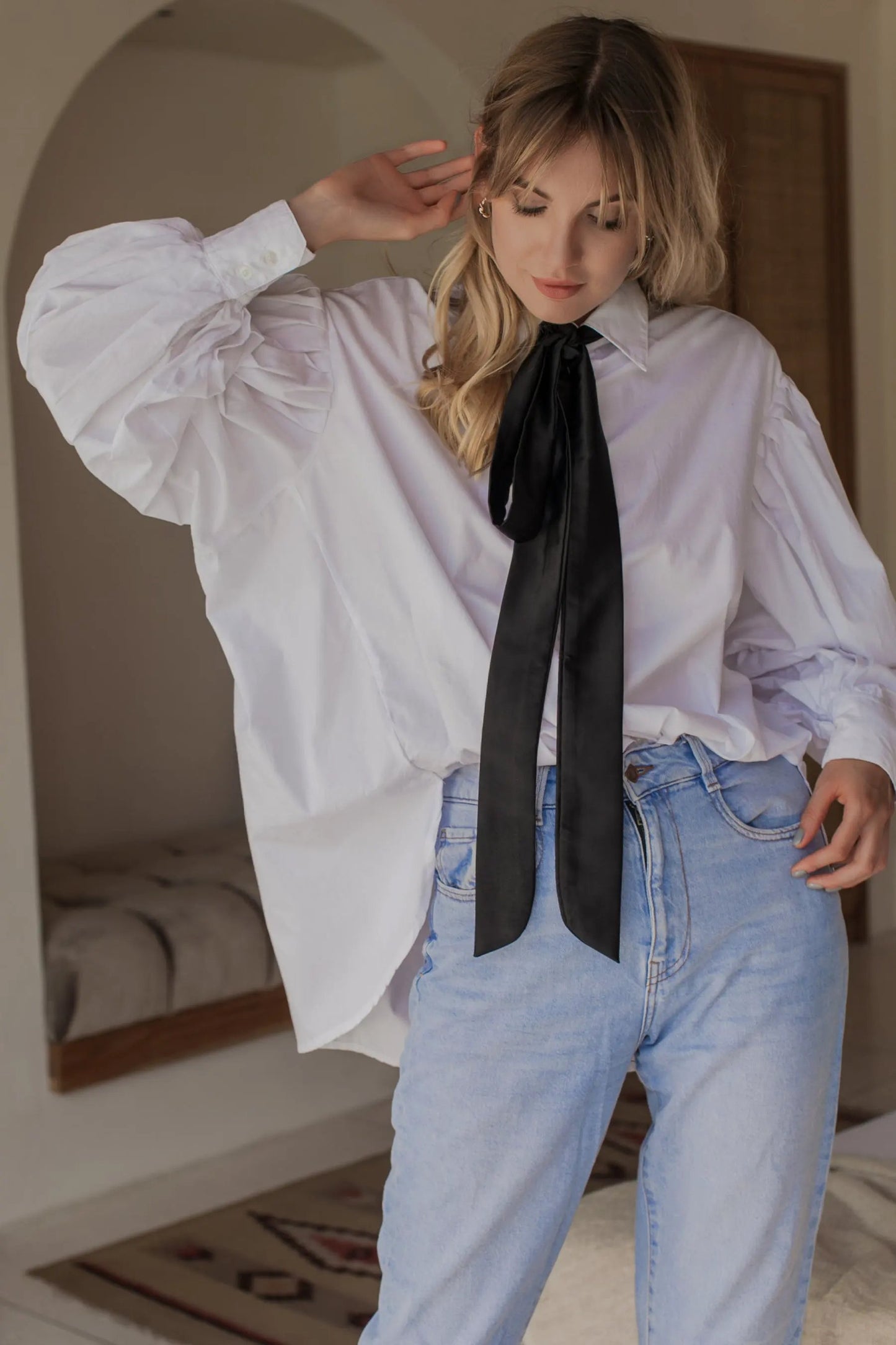 Merci Balloon Sleeve Oversized Shirt (Sale) by ELF
