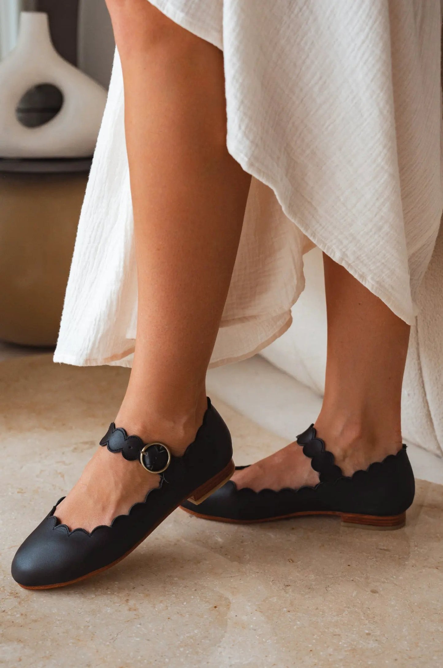Mia Rosa Scalloped Mary Jane Flats by ELF