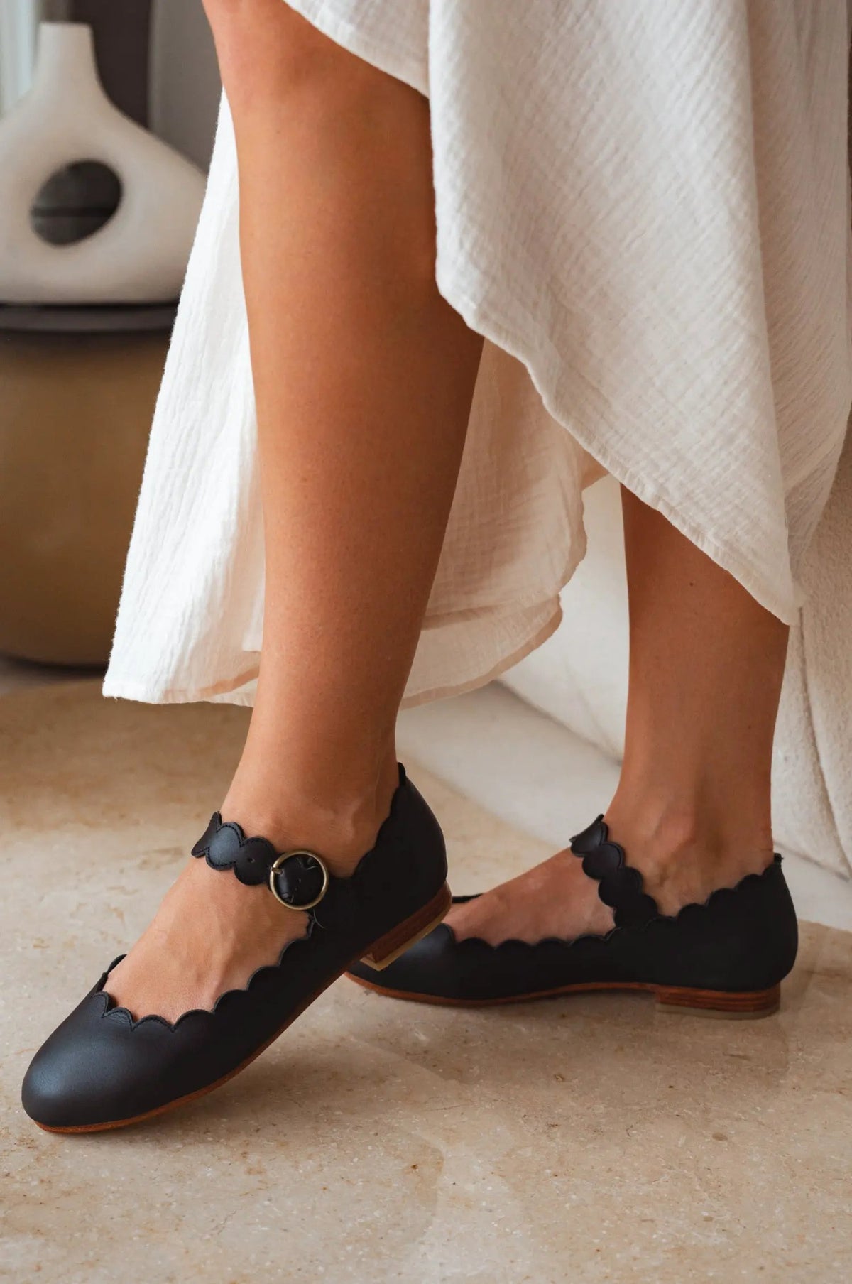 Mia Rosa Scalloped Mary Jane Flats by ELF