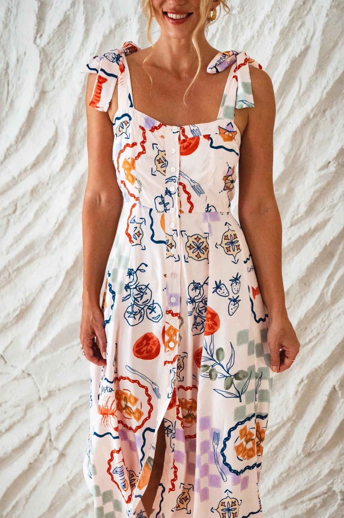 Mia Vita Button Down Dress With Ties by ELF