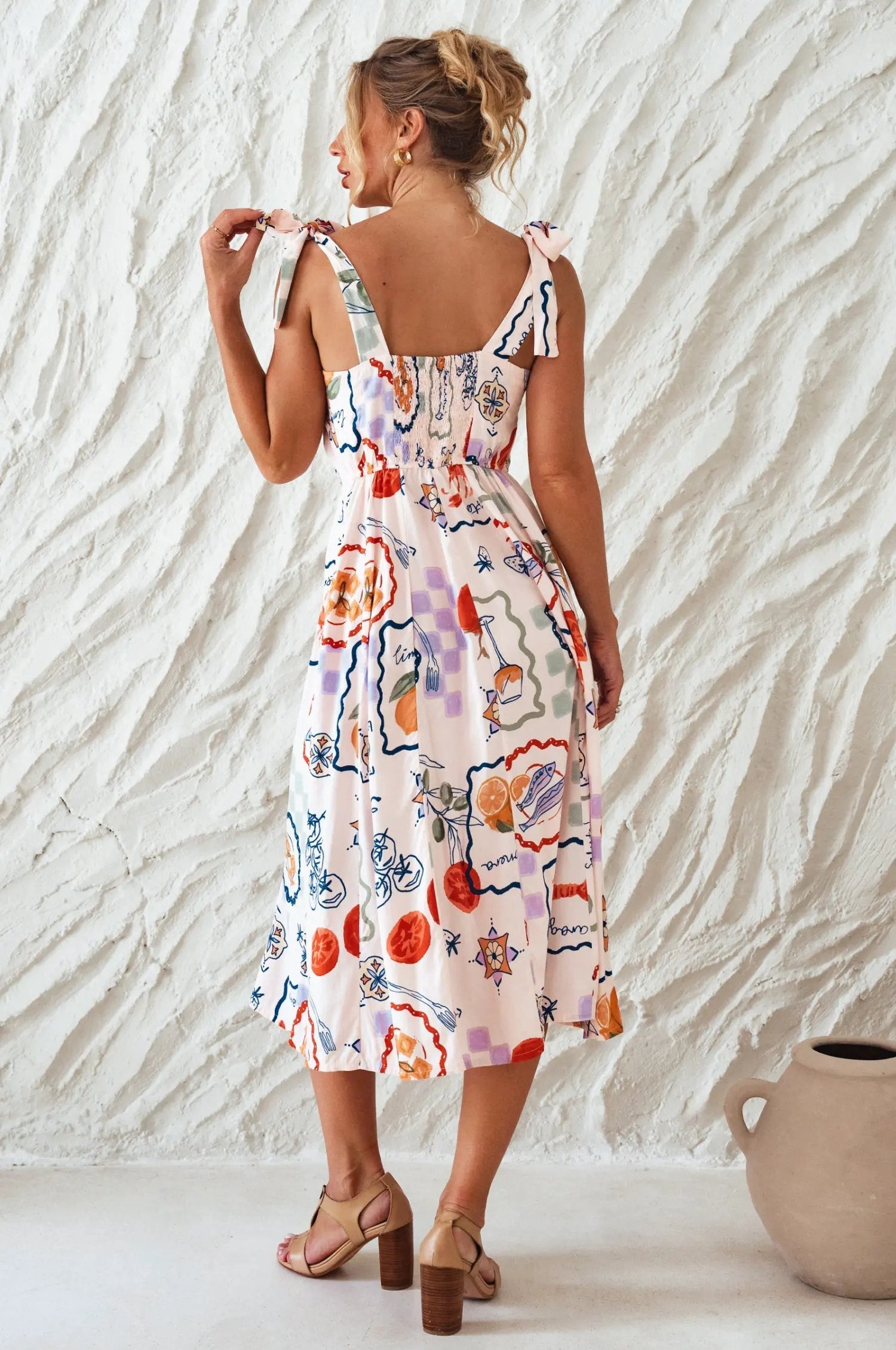 Mia Vita Button Down Dress With Ties by ELF