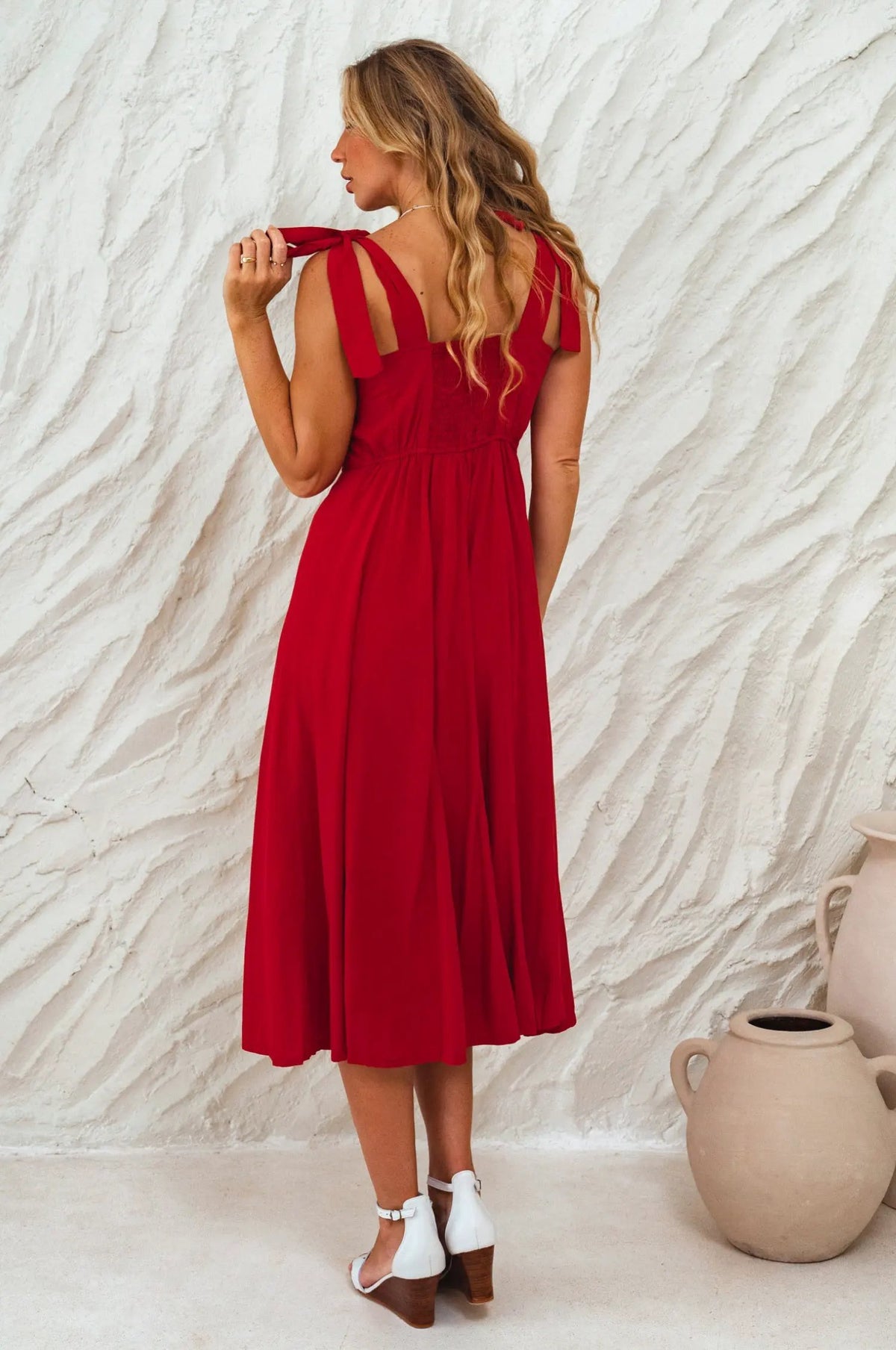 Mia Vita Button Down Dress With Ties by ELF
