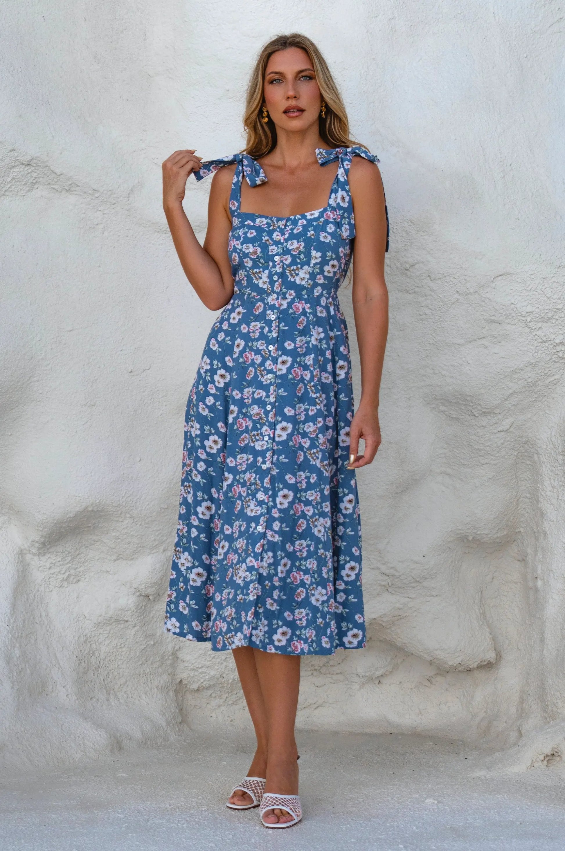 Mia Vita Button Down Dress With Ties by ELF