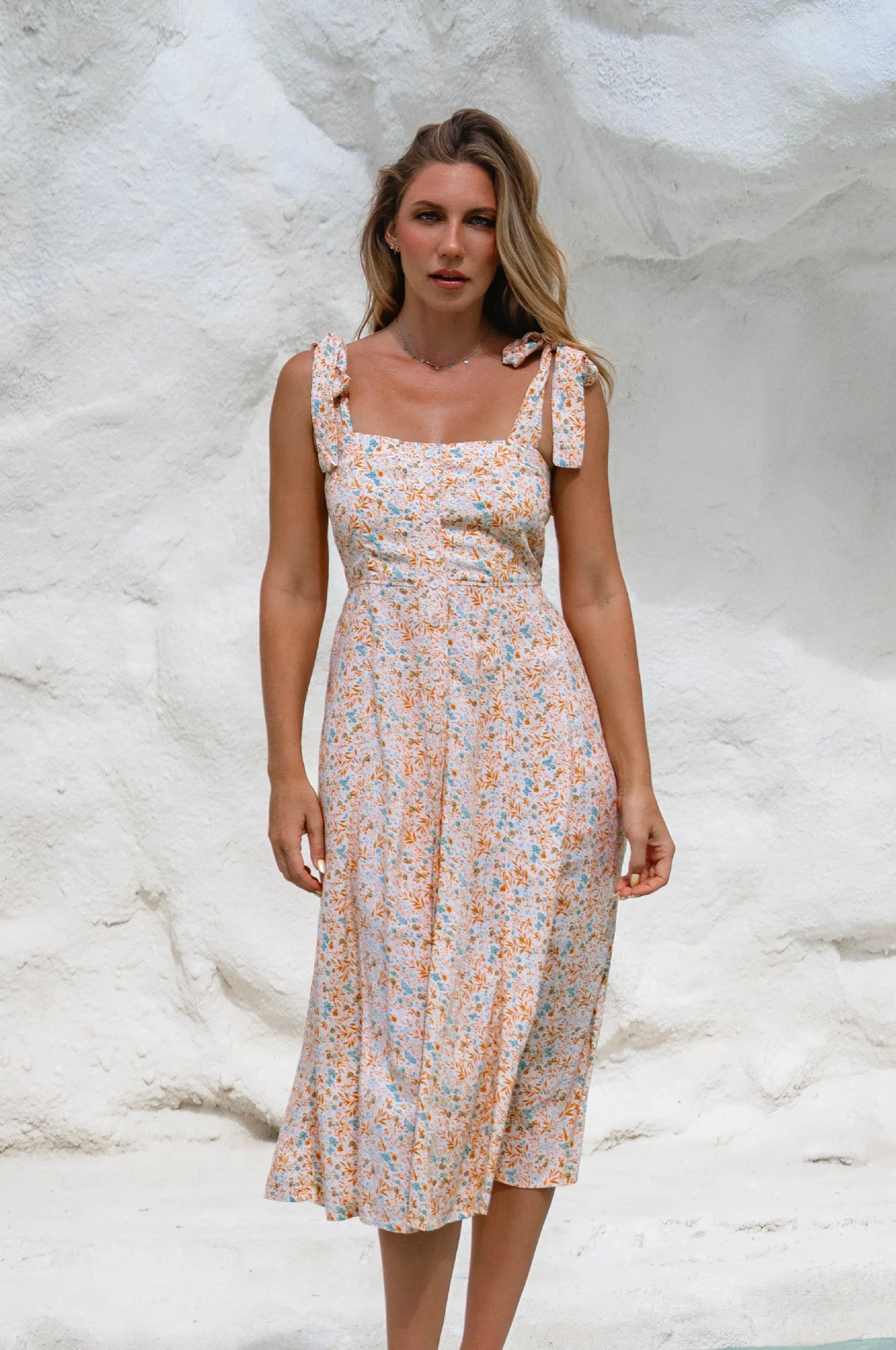 Mia Vita Button Down Dress With Ties by ELF