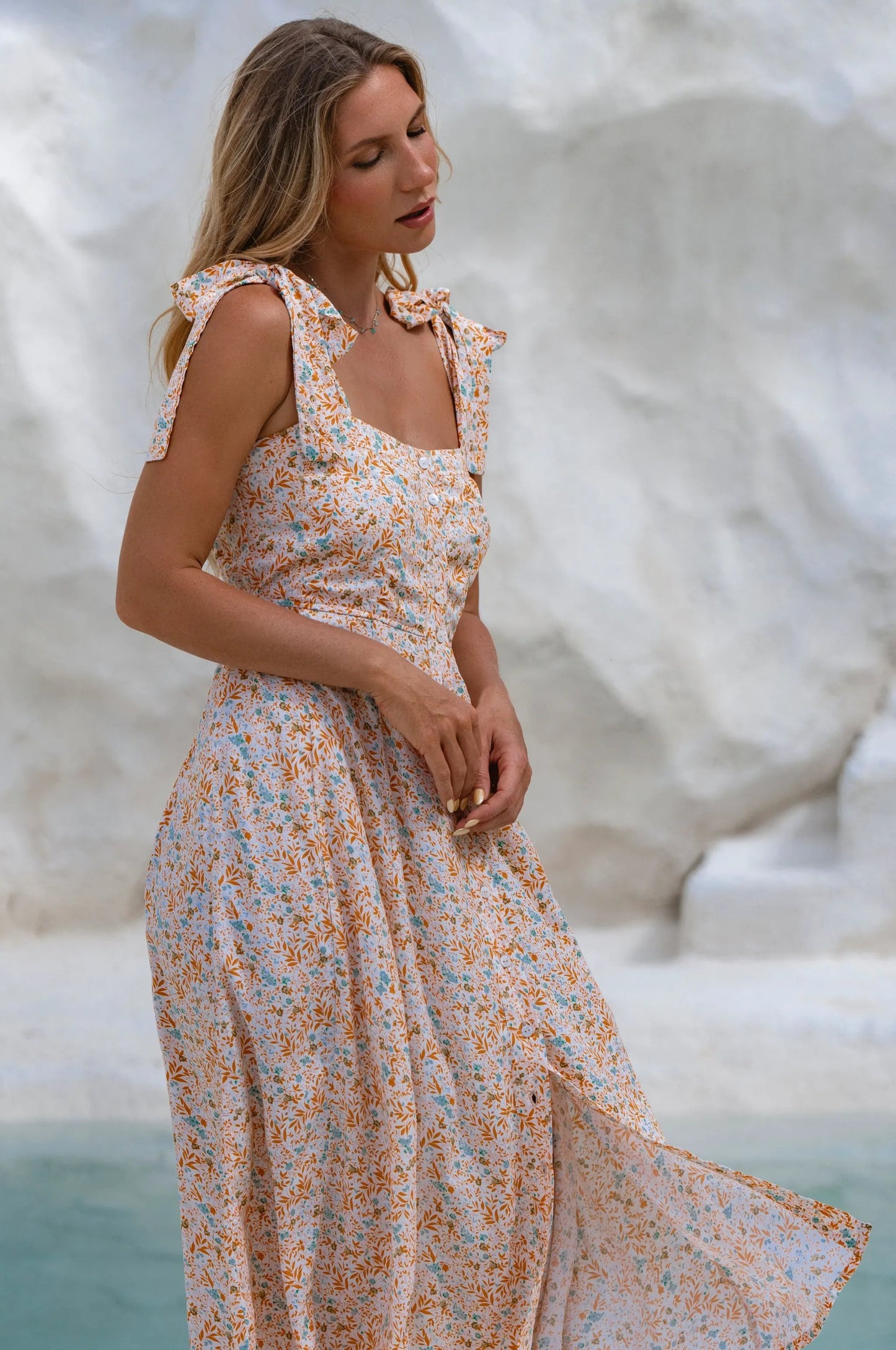 Mia Vita Button Down Dress With Ties by ELF