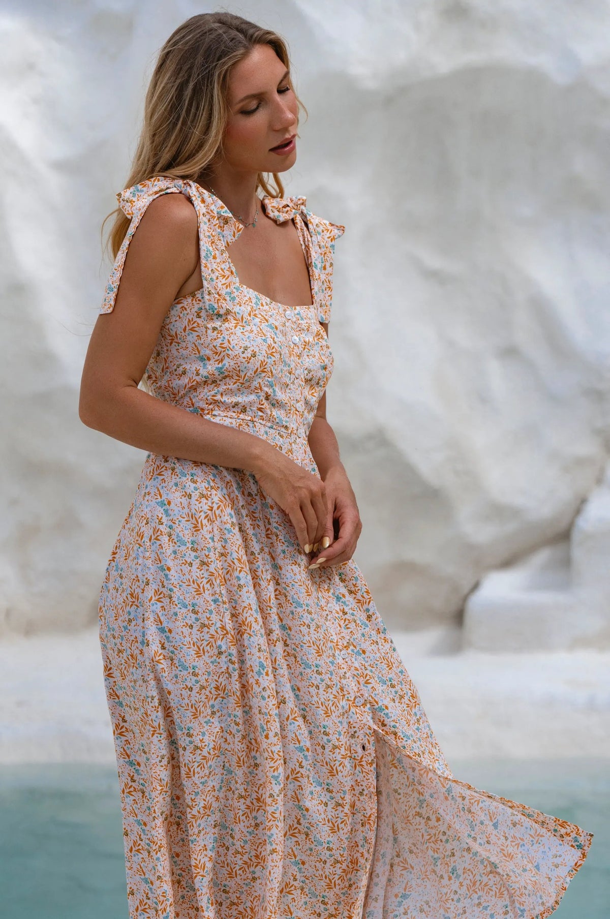 Mia Vita Button Down Dress With Ties by ELF