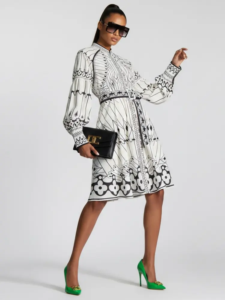 Midi Dress New Collection BYMANYC ® New York • Butterfly Geometric Print by BYMANYC ® New York