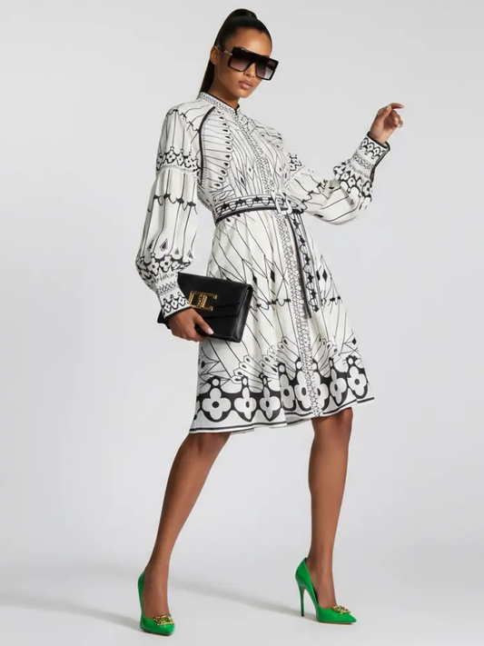 Midi Dress New Collection BYMANYC ® New York • Butterfly Geometric Print by BYMANYC ® New York