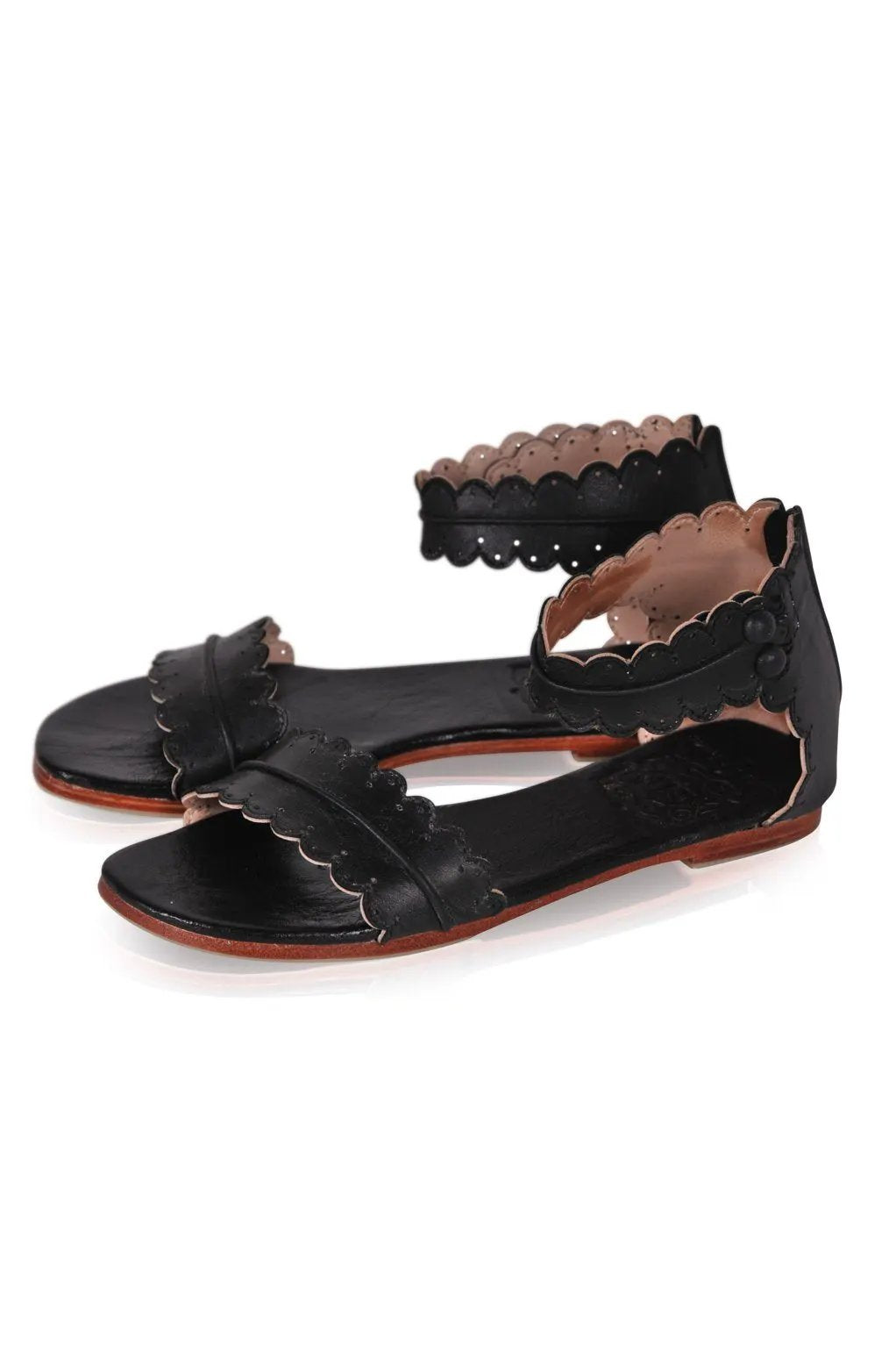 Midsummer Scalloped Leather Sandals by ELF