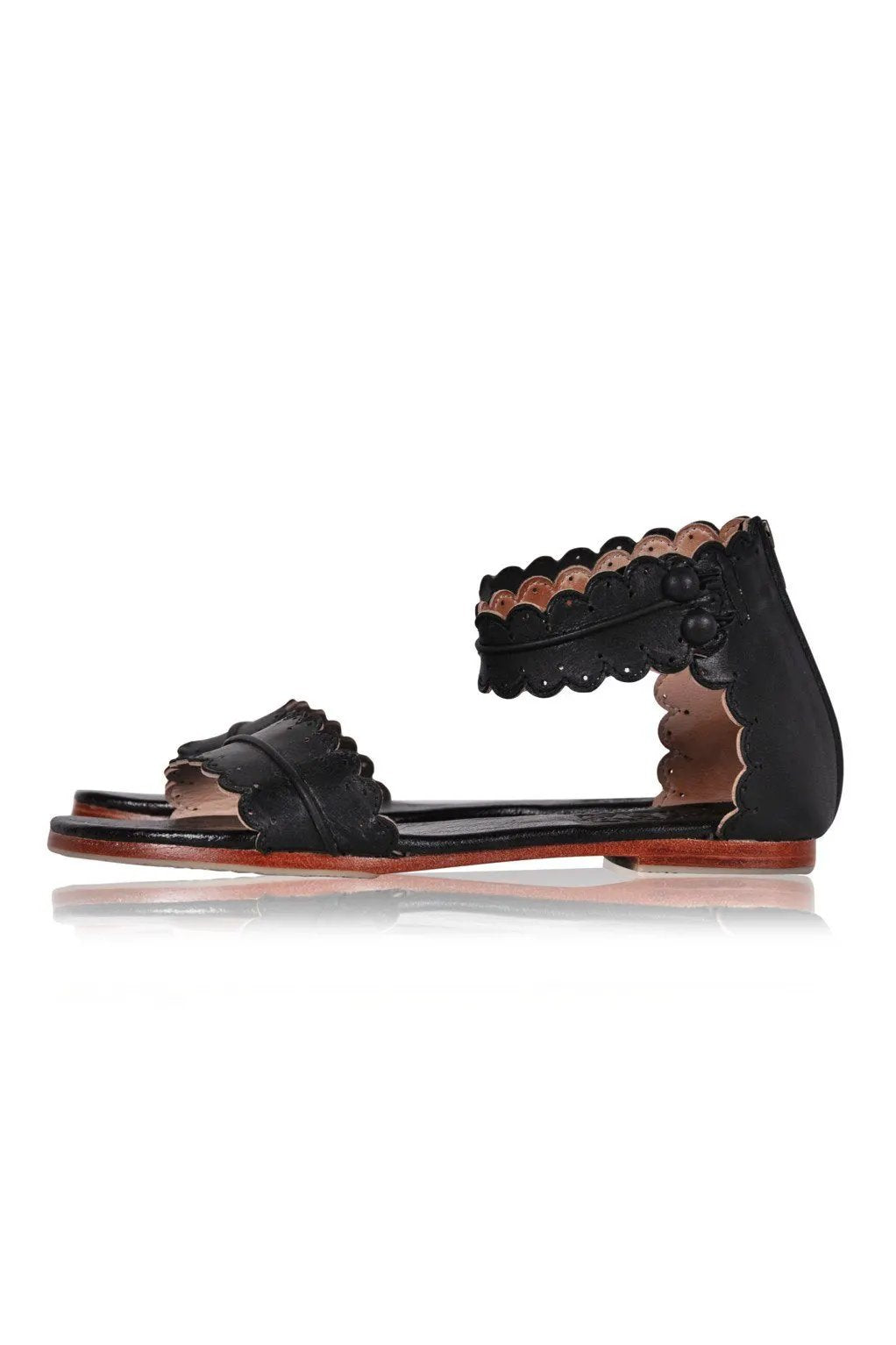 Midsummer Scalloped Leather Sandals by ELF