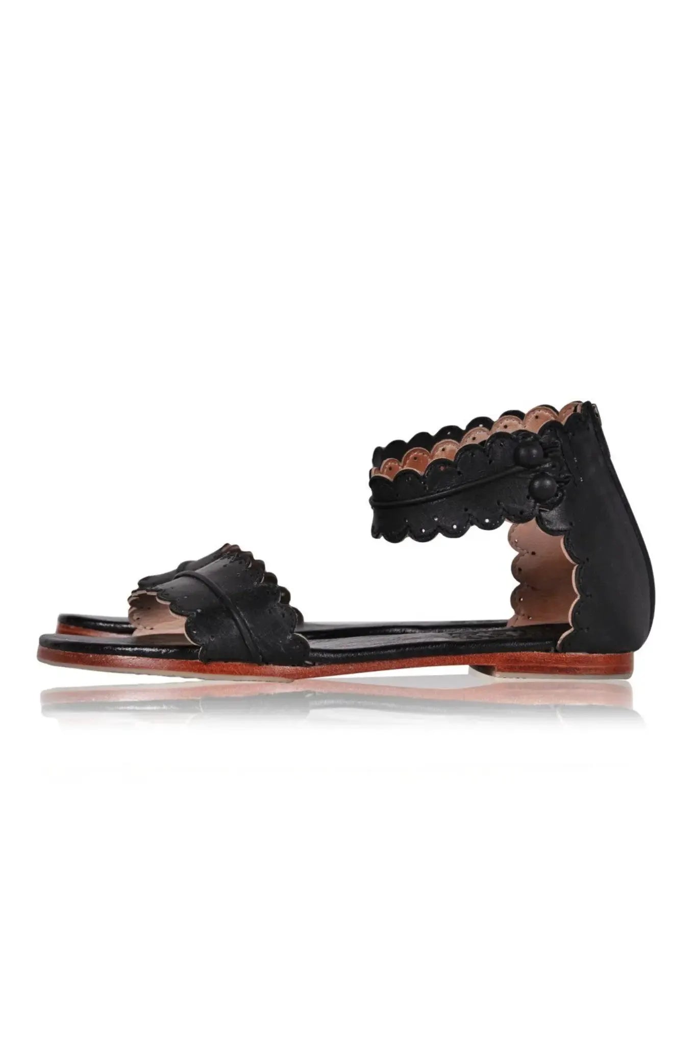 Midsummer Scalloped Leather Sandals by ELF