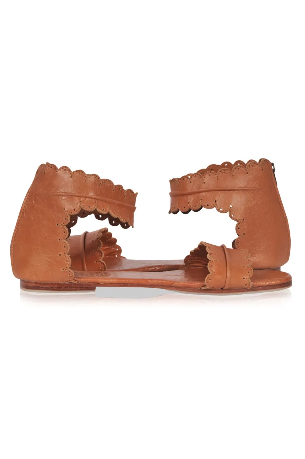 Midsummer Scalloped Leather Sandals by ELF