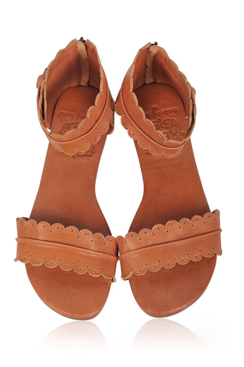 Midsummer Scalloped Leather Sandals by ELF