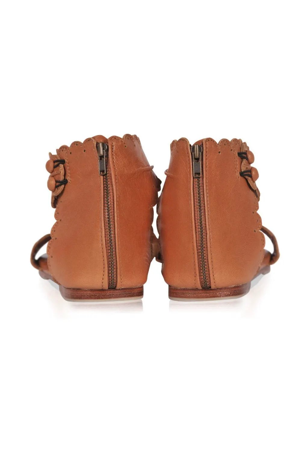 Midsummer Scalloped Leather Sandals by ELF
