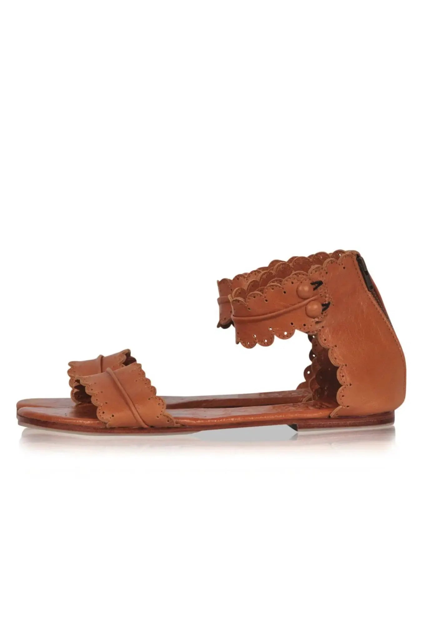 Midsummer Scalloped Leather Sandals by ELF
