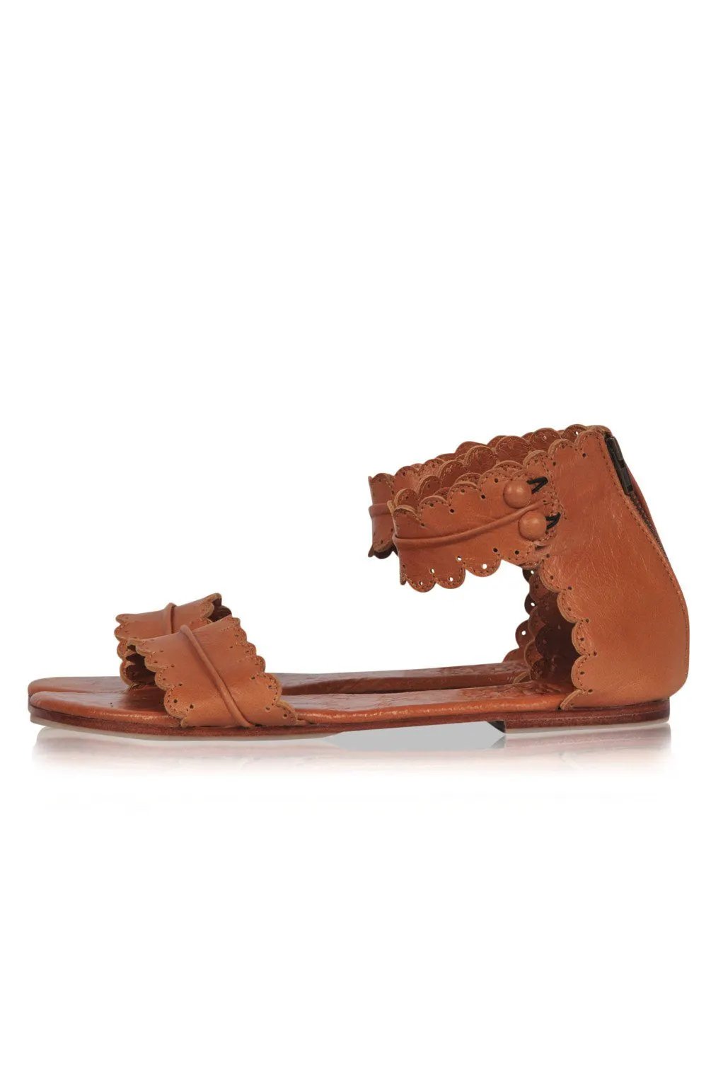 Midsummer Scalloped Leather Sandals by ELF