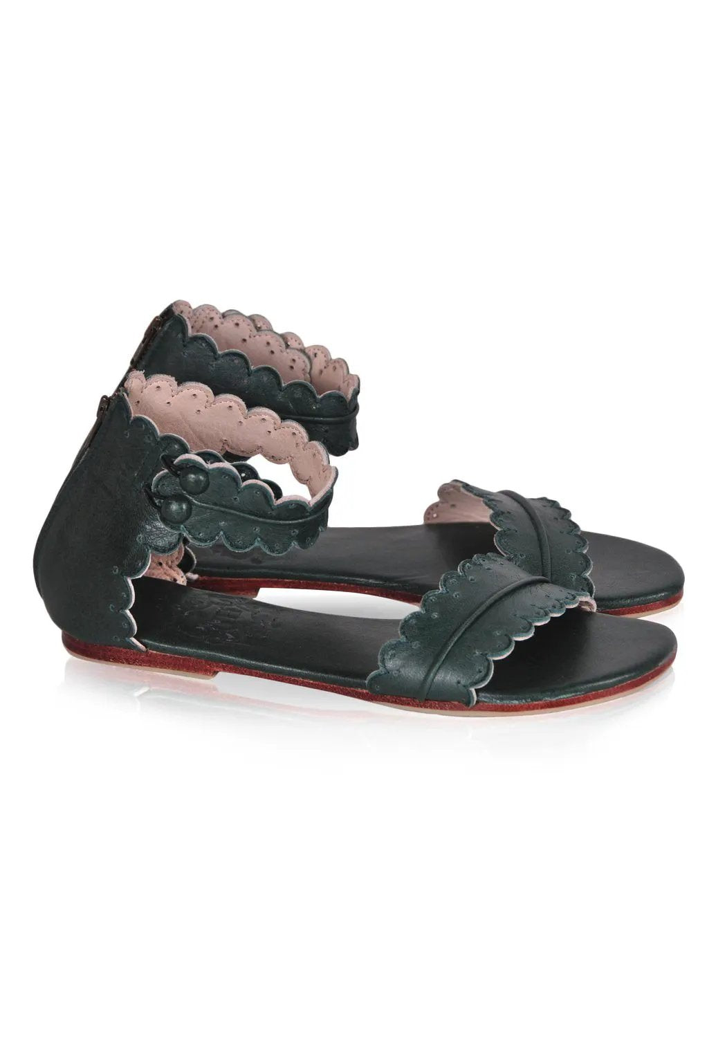 Midsummer Scalloped Leather Sandals by ELF