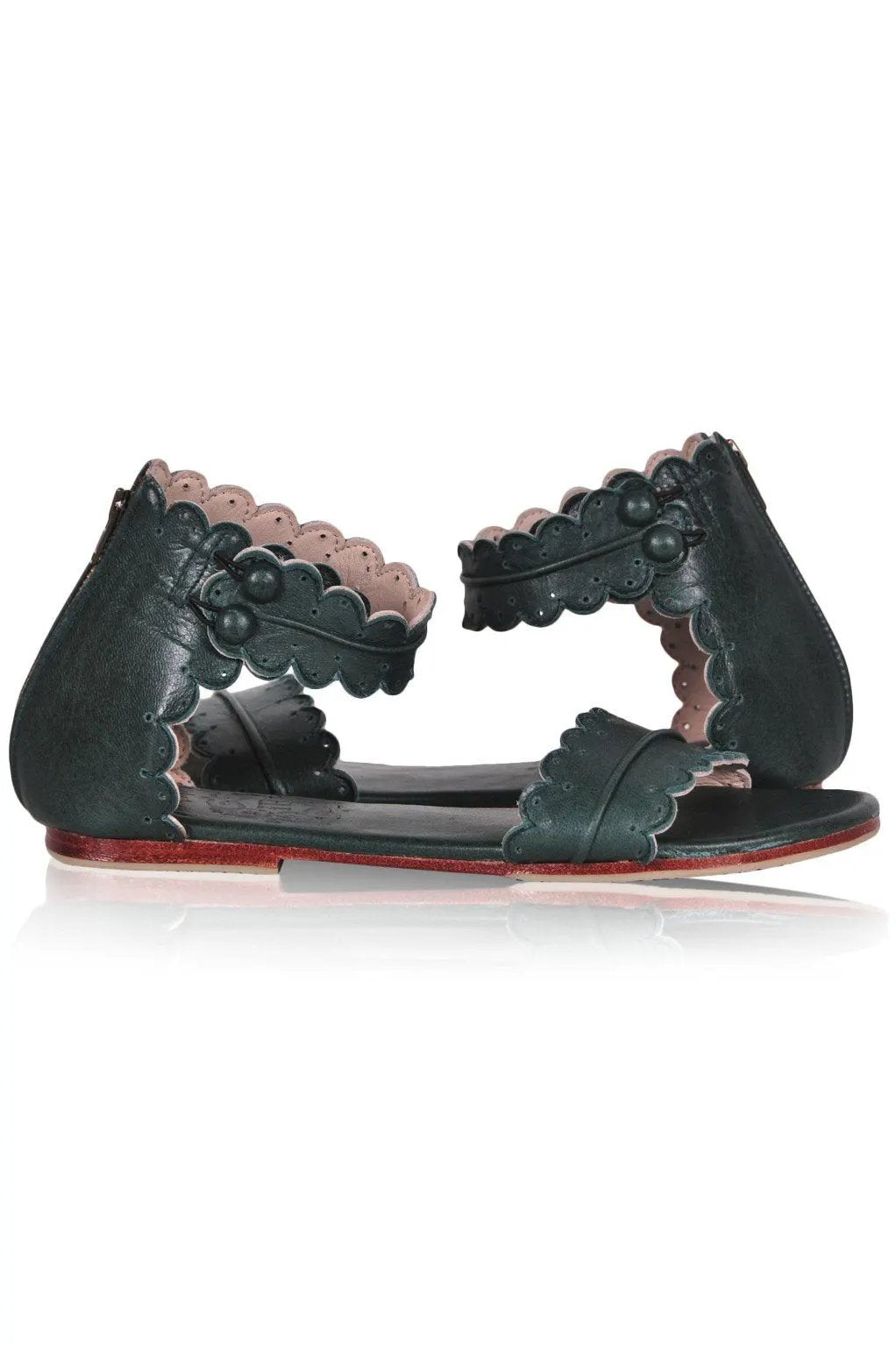 Midsummer Scalloped Leather Sandals by ELF