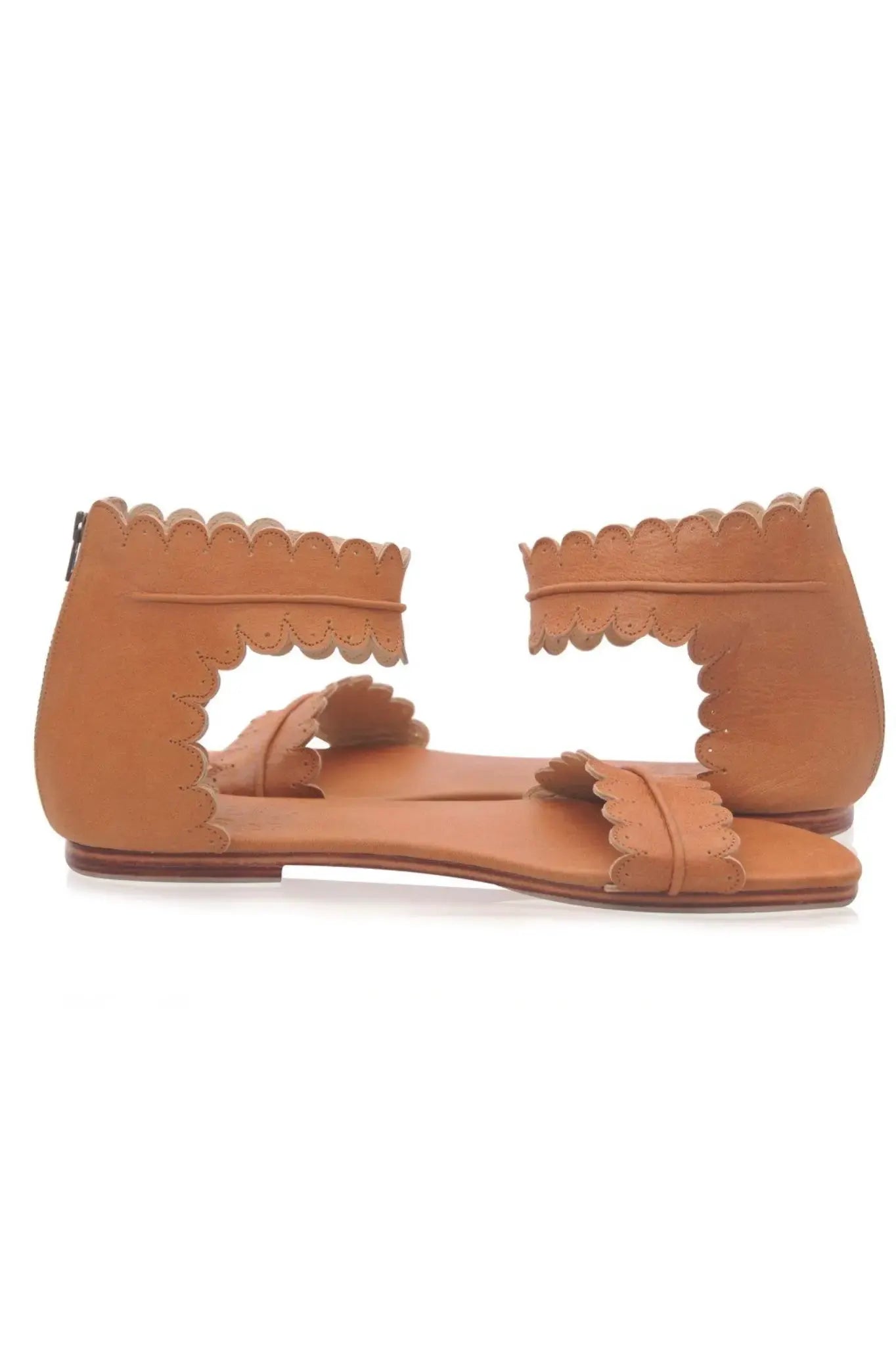 Midsummer Scalloped Leather Sandals by ELF