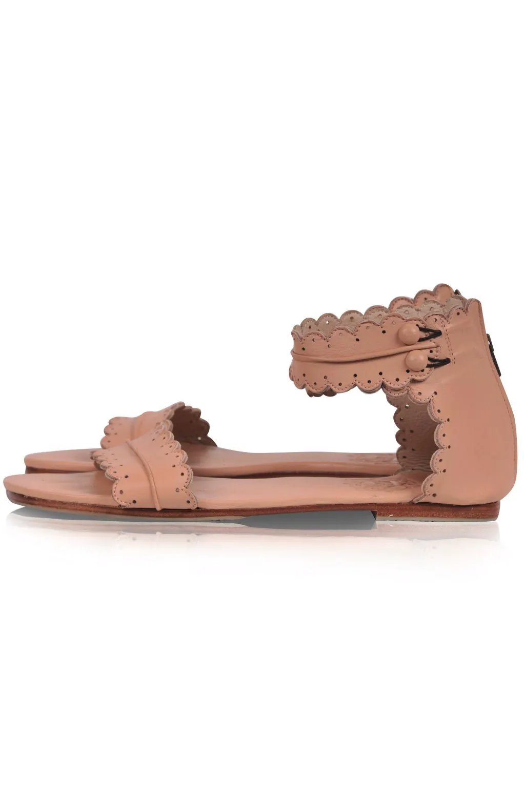 Midsummer Scalloped Leather Sandals by ELF
