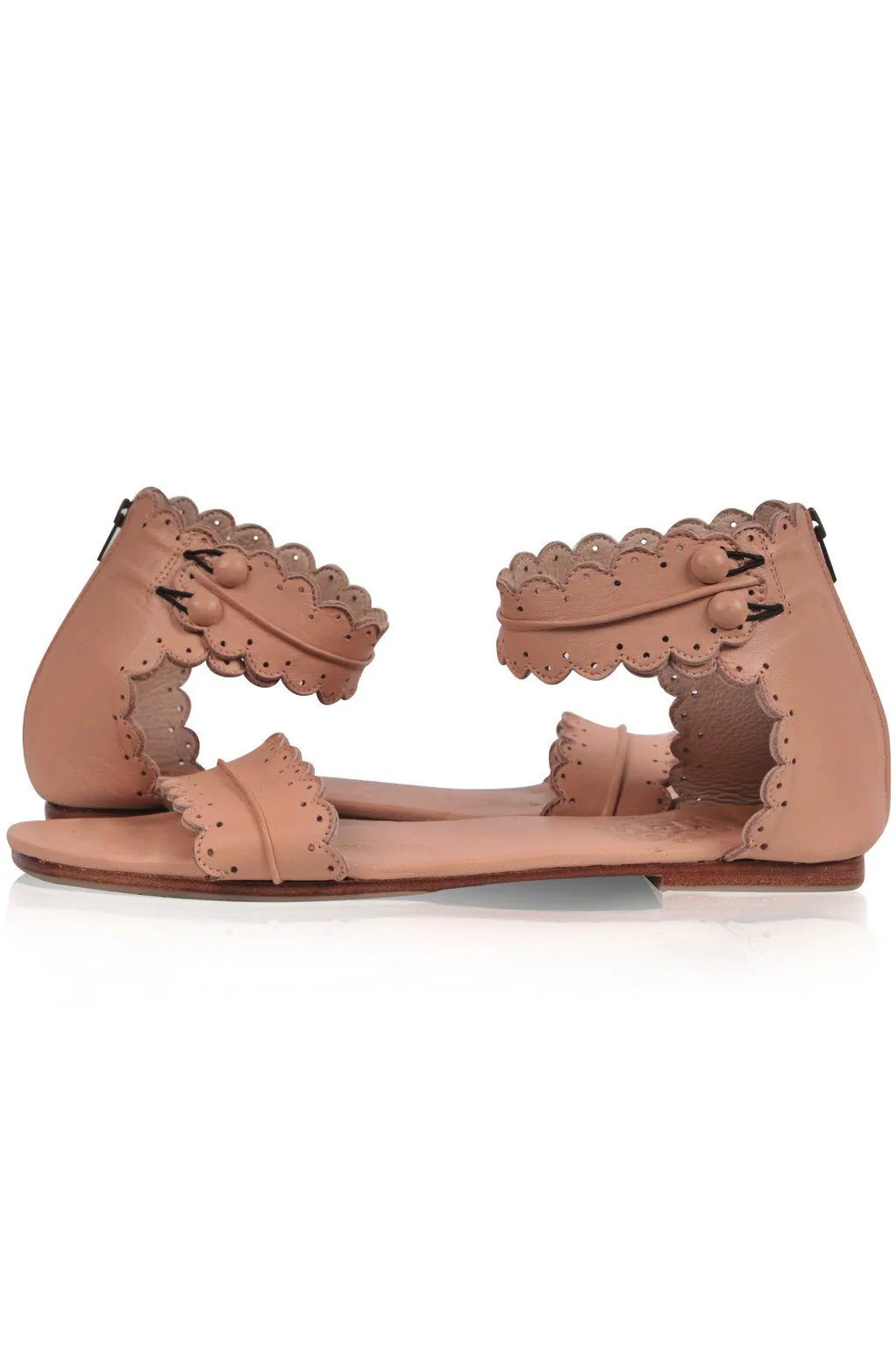 Midsummer Scalloped Leather Sandals by ELF