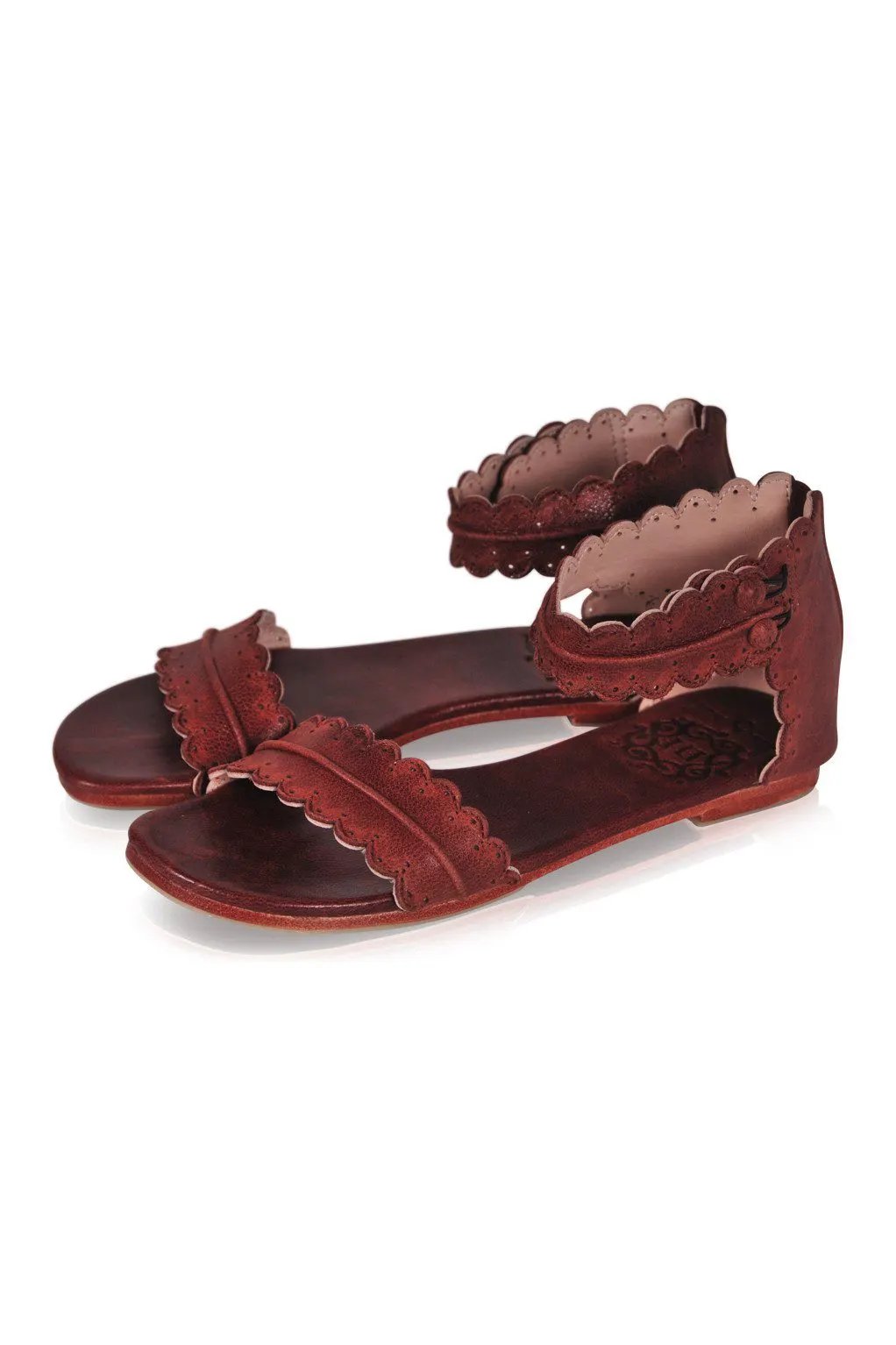 Midsummer Scalloped Leather Sandals by ELF