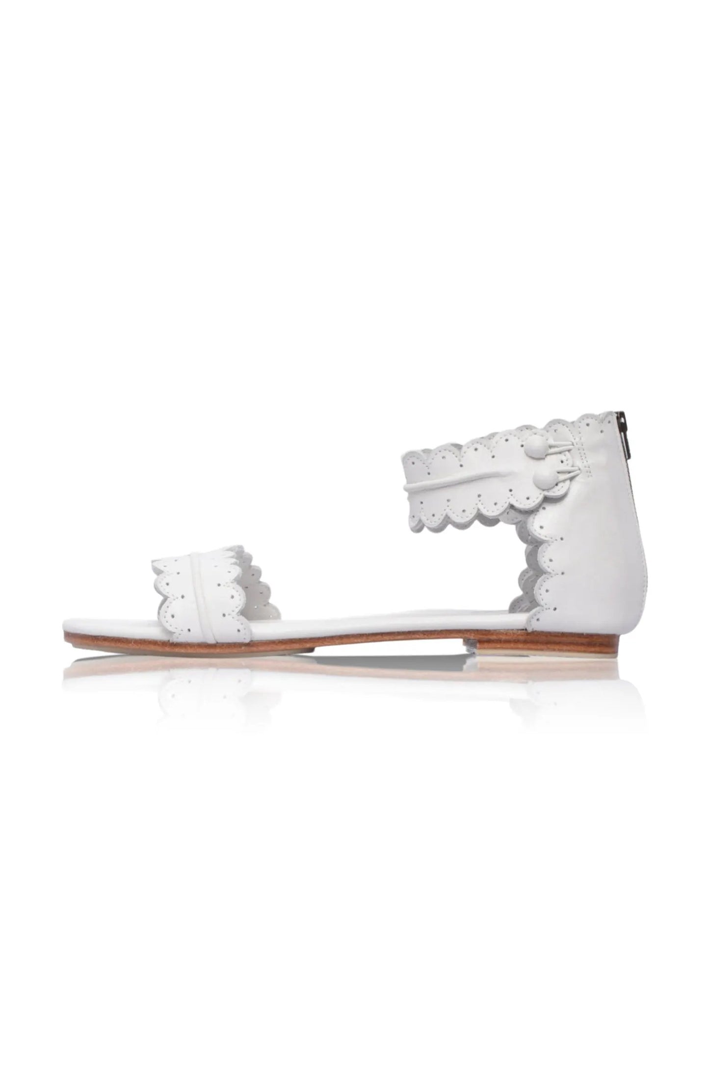 Midsummer Scalloped Leather Sandals by ELF