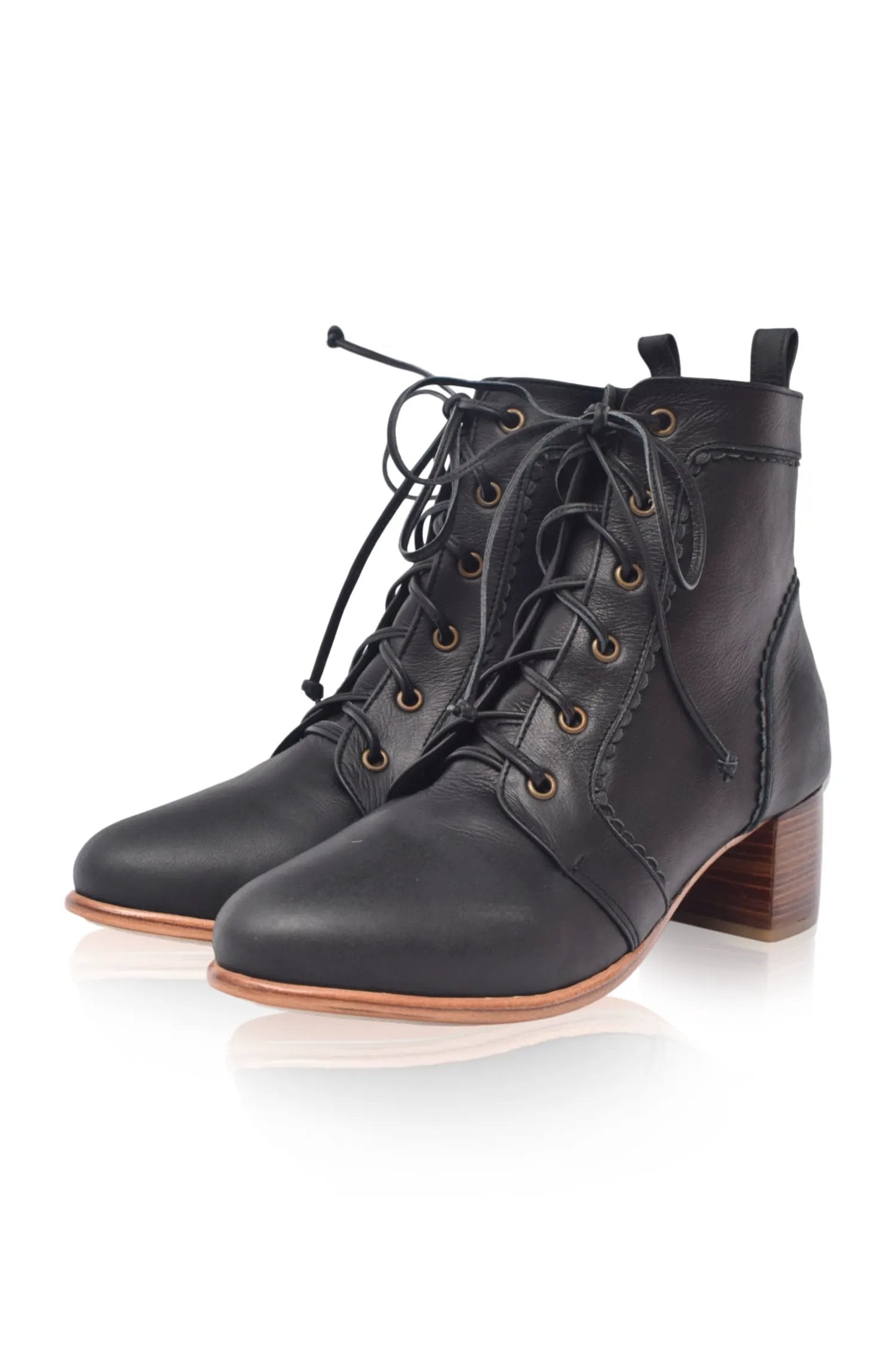 Mon Reve Lace-Up Leather Ankle Booties by ELF