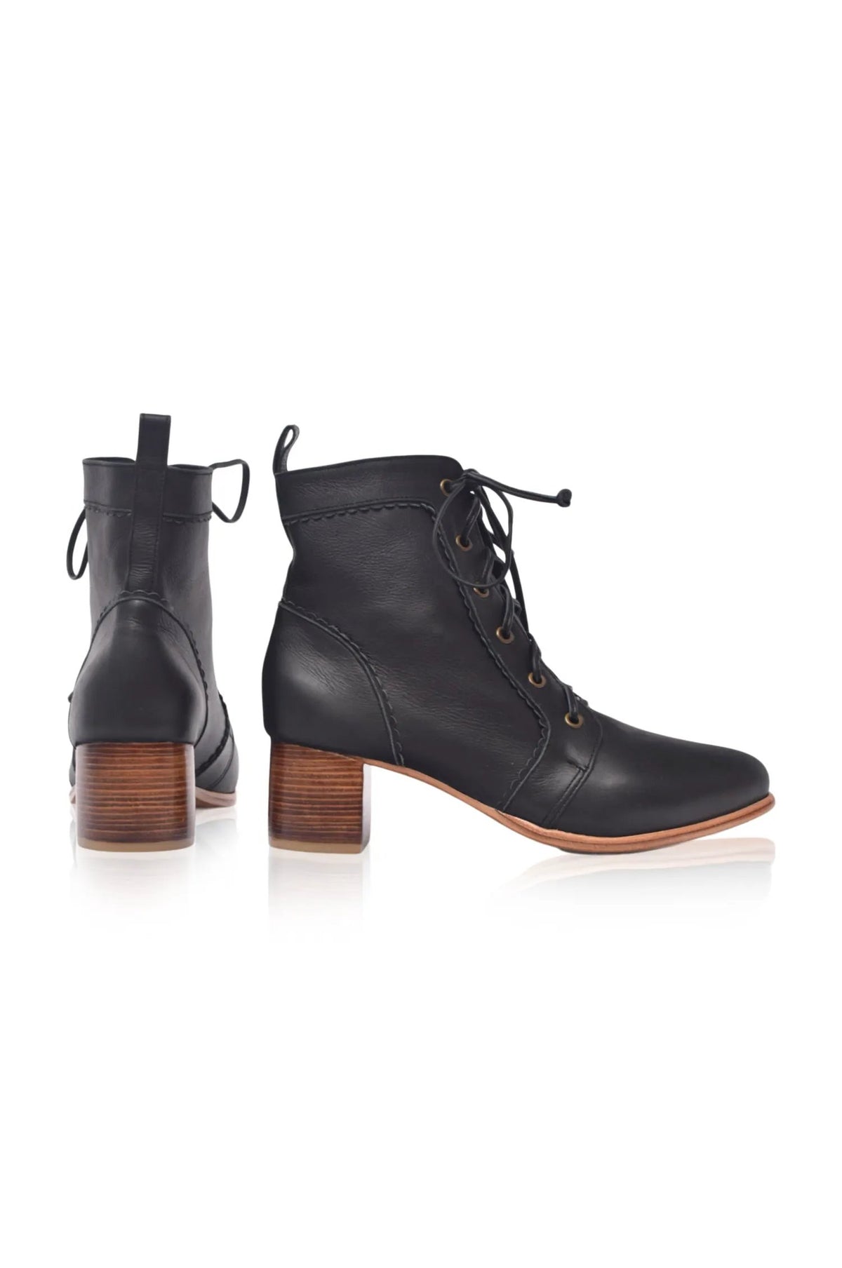 Mon Reve Lace-Up Leather Ankle Booties by ELF