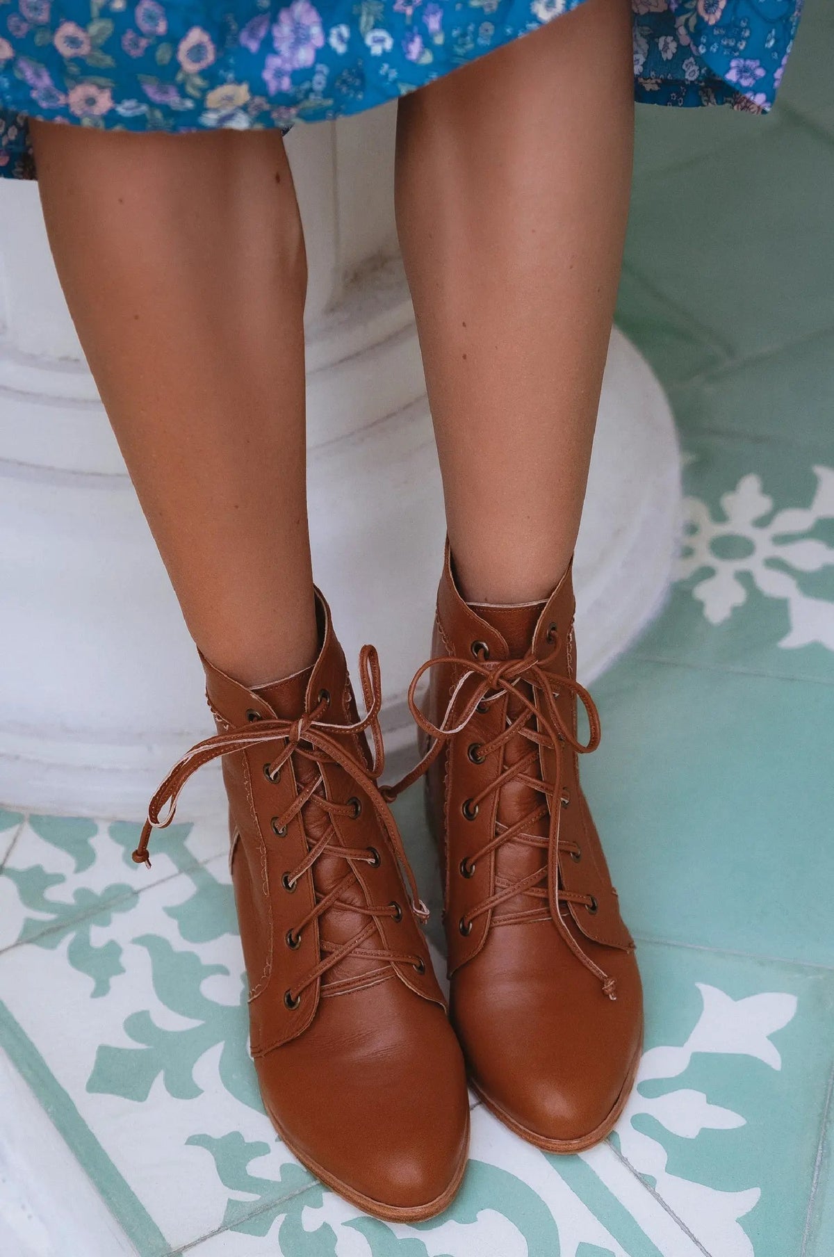 Mon Reve Lace-Up Leather Ankle Booties by ELF