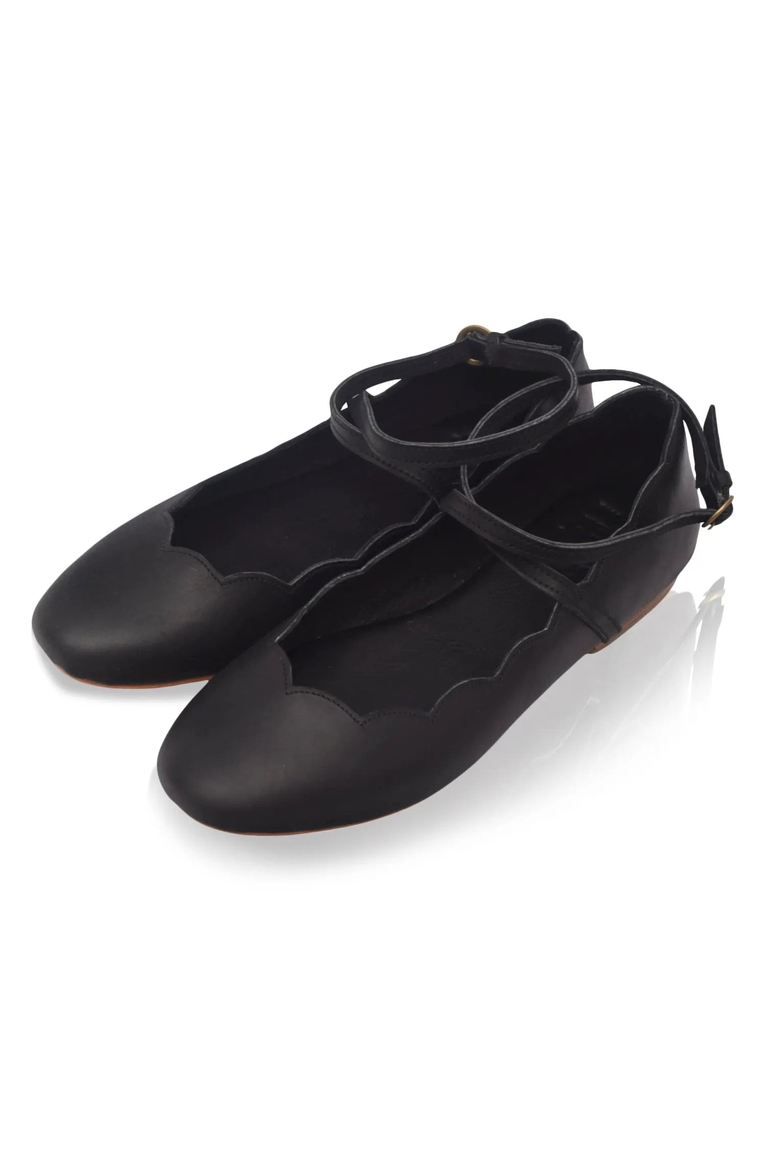 Myrelle Criss-Cross Leather Ballet Flats by ELF