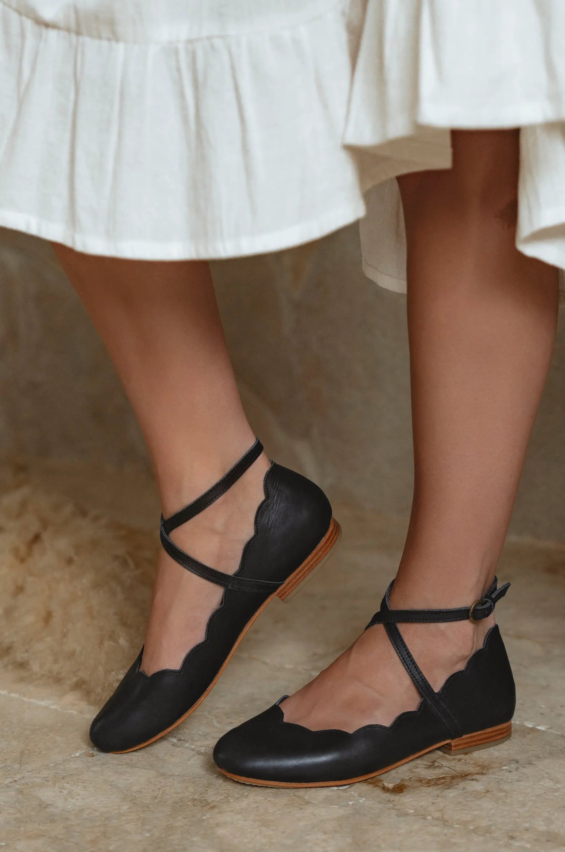 Myrelle Criss-Cross Leather Ballet Flats by ELF