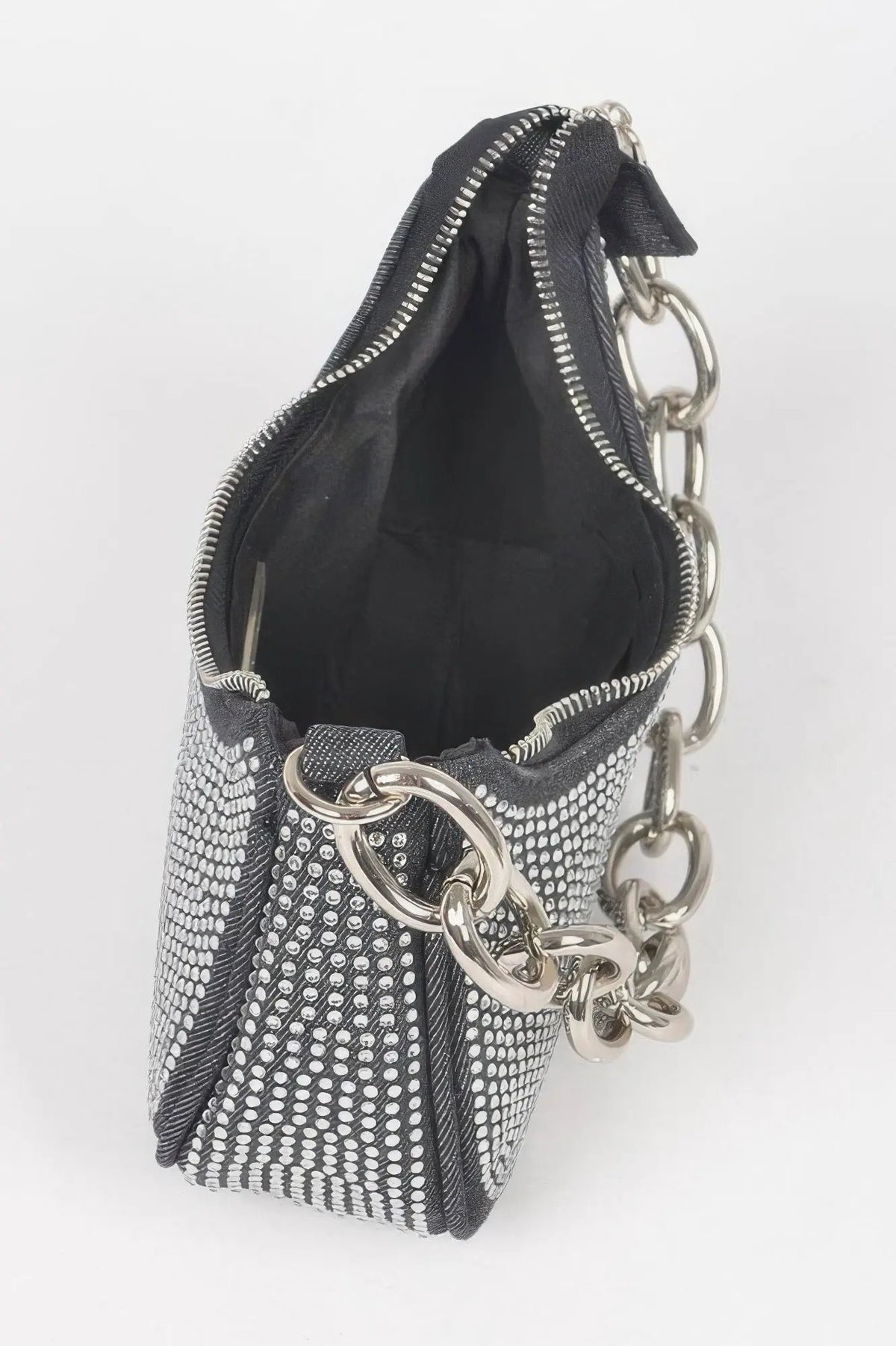 NOHO Hot Fix Stone Small Hobo Bag with Chain: BYMANYC ® New York by BYMANYC ® New York