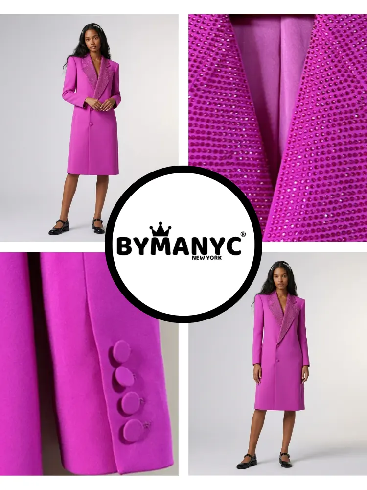 NOLITA Crystal Rever Long Blazer Coat | BYMANYC ® New York Luxury by BYMANYC ® New York