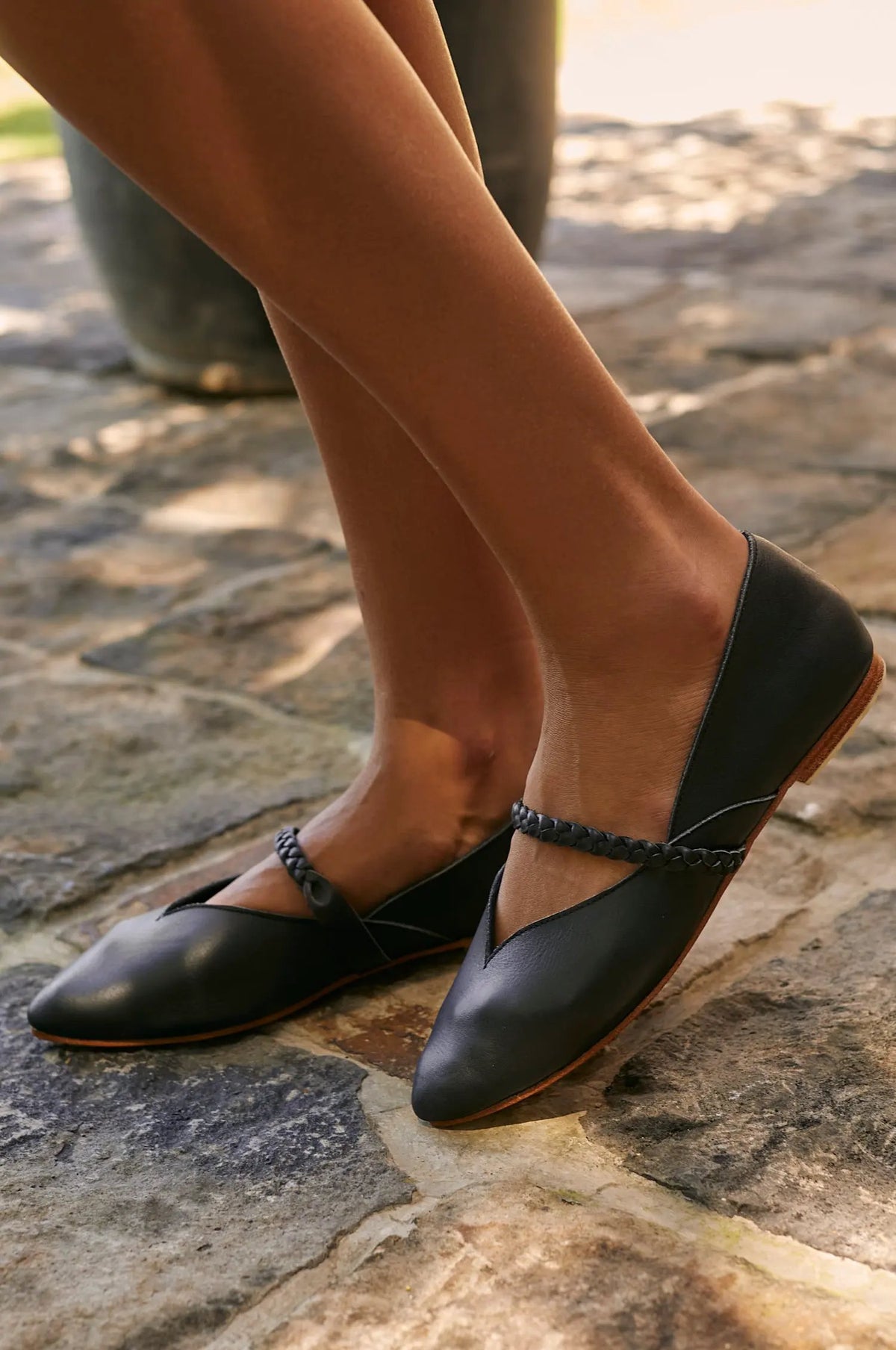 New Love Braided Pointed Toe Leather Flats by ELF