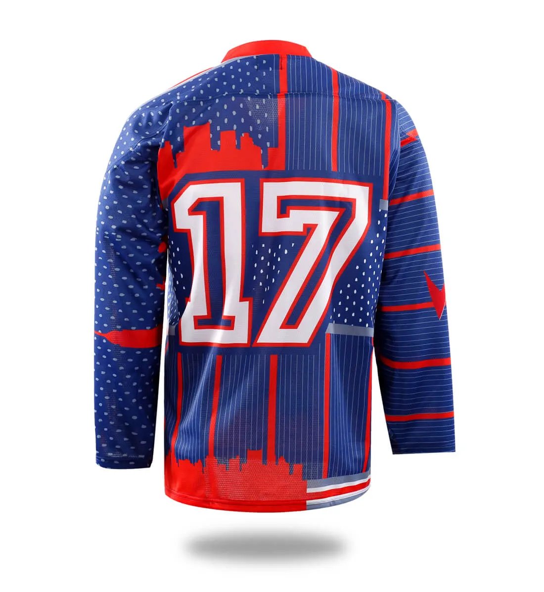 Custom Red New York Style Ice Hockey Jersey by Vimost Sportswear