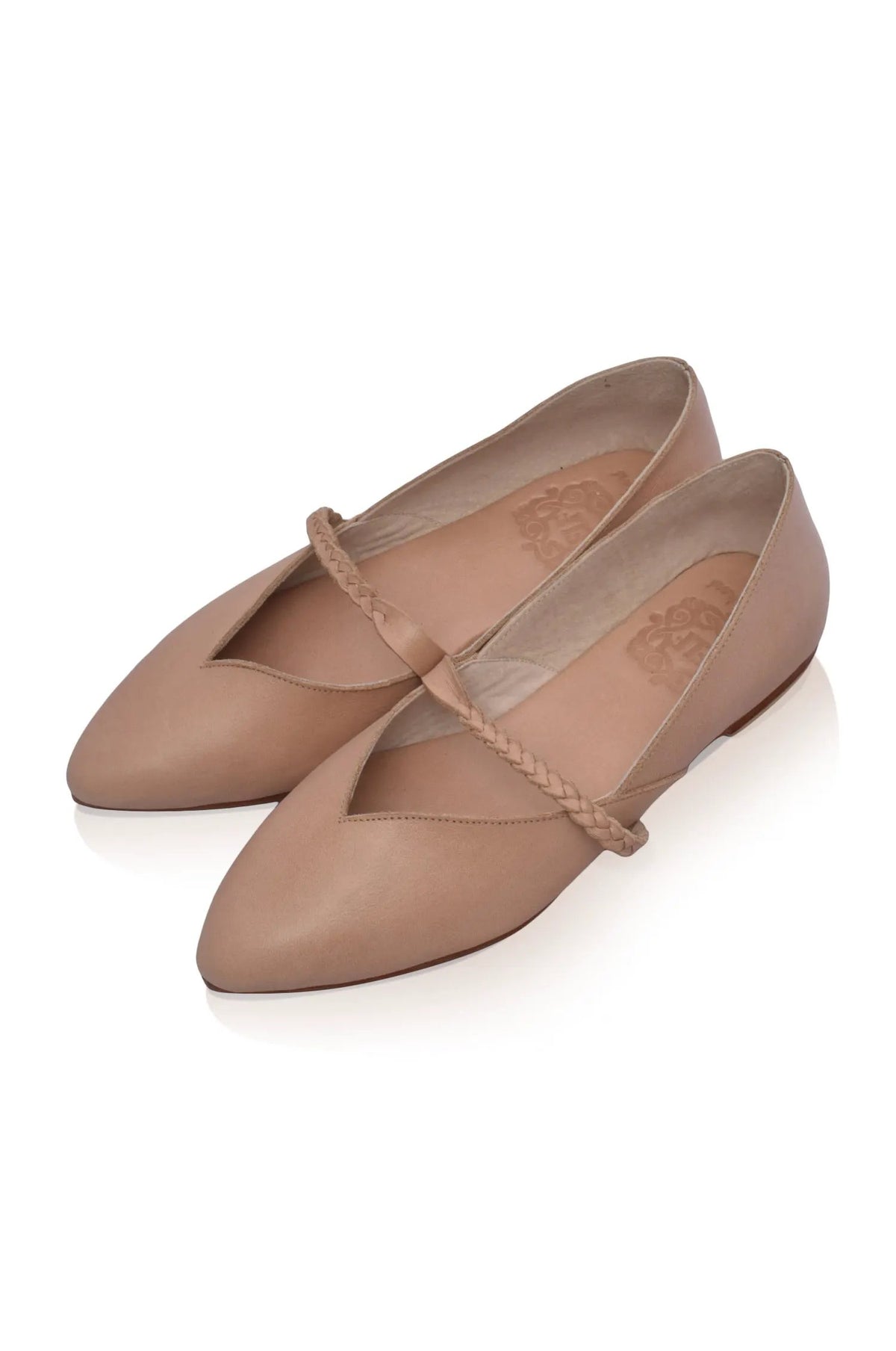 New Love Braided Pointed Toe Leather Flats by ELF