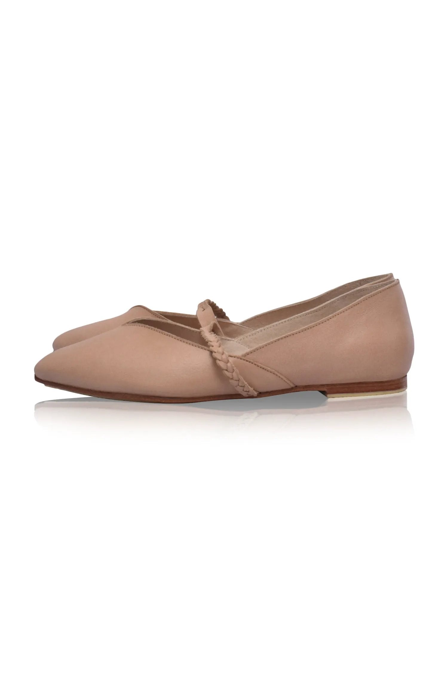 New Love Braided Pointed Toe Leather Flats by ELF