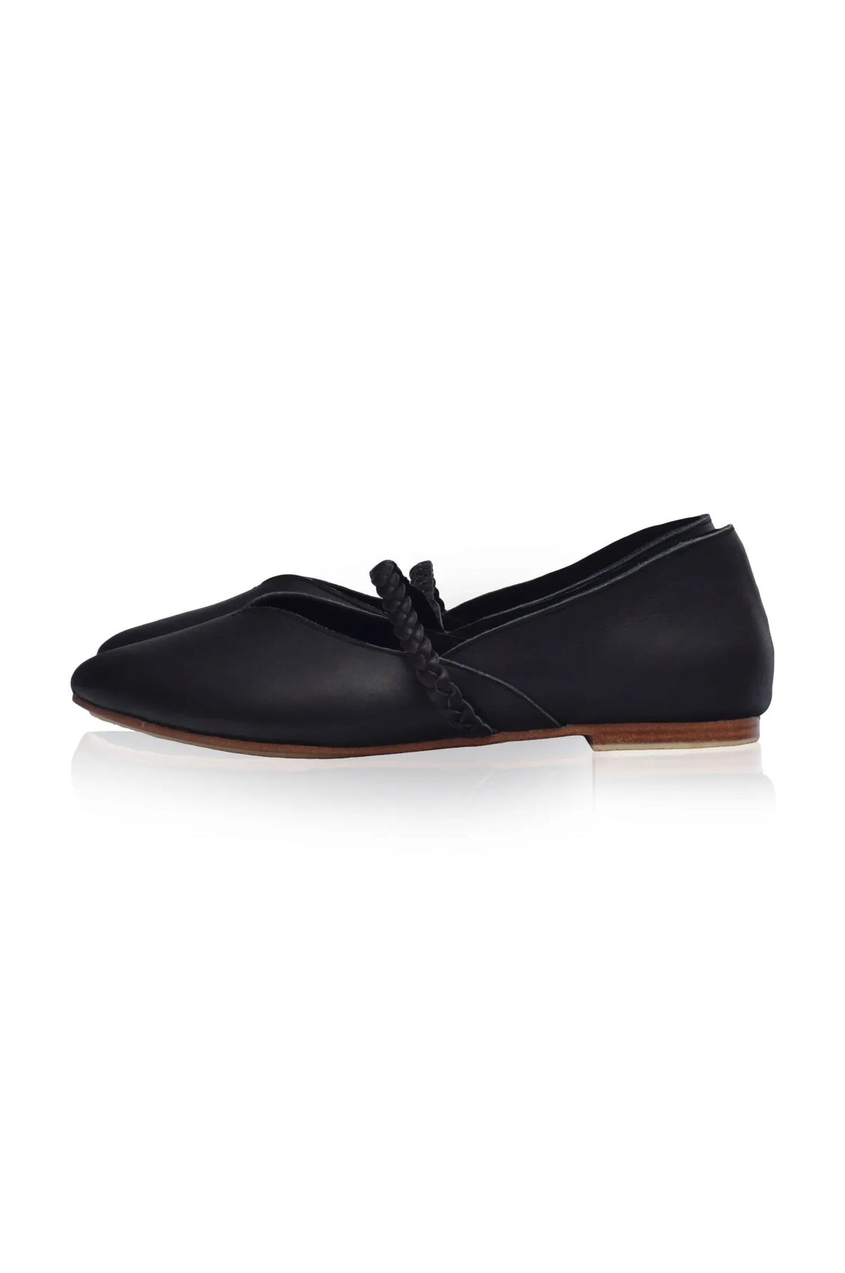 New Love Braided Pointed Toe Leather Flats by ELF