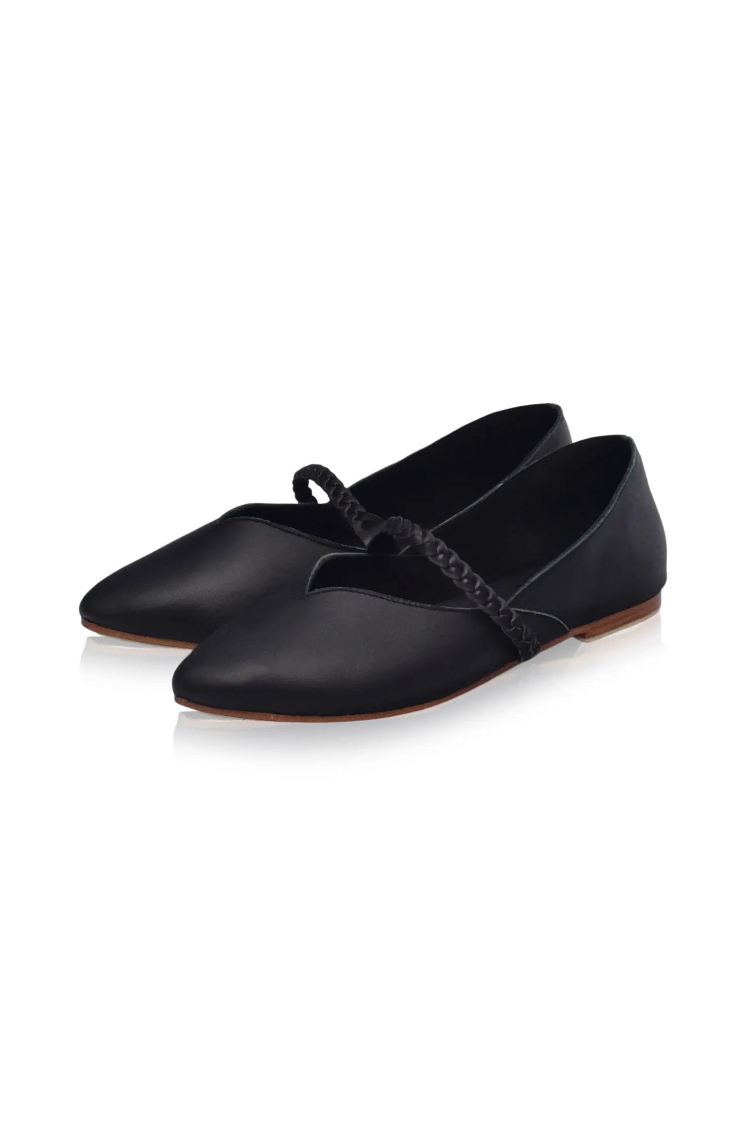 New Love Braided Pointed Toe Leather Flats by ELF