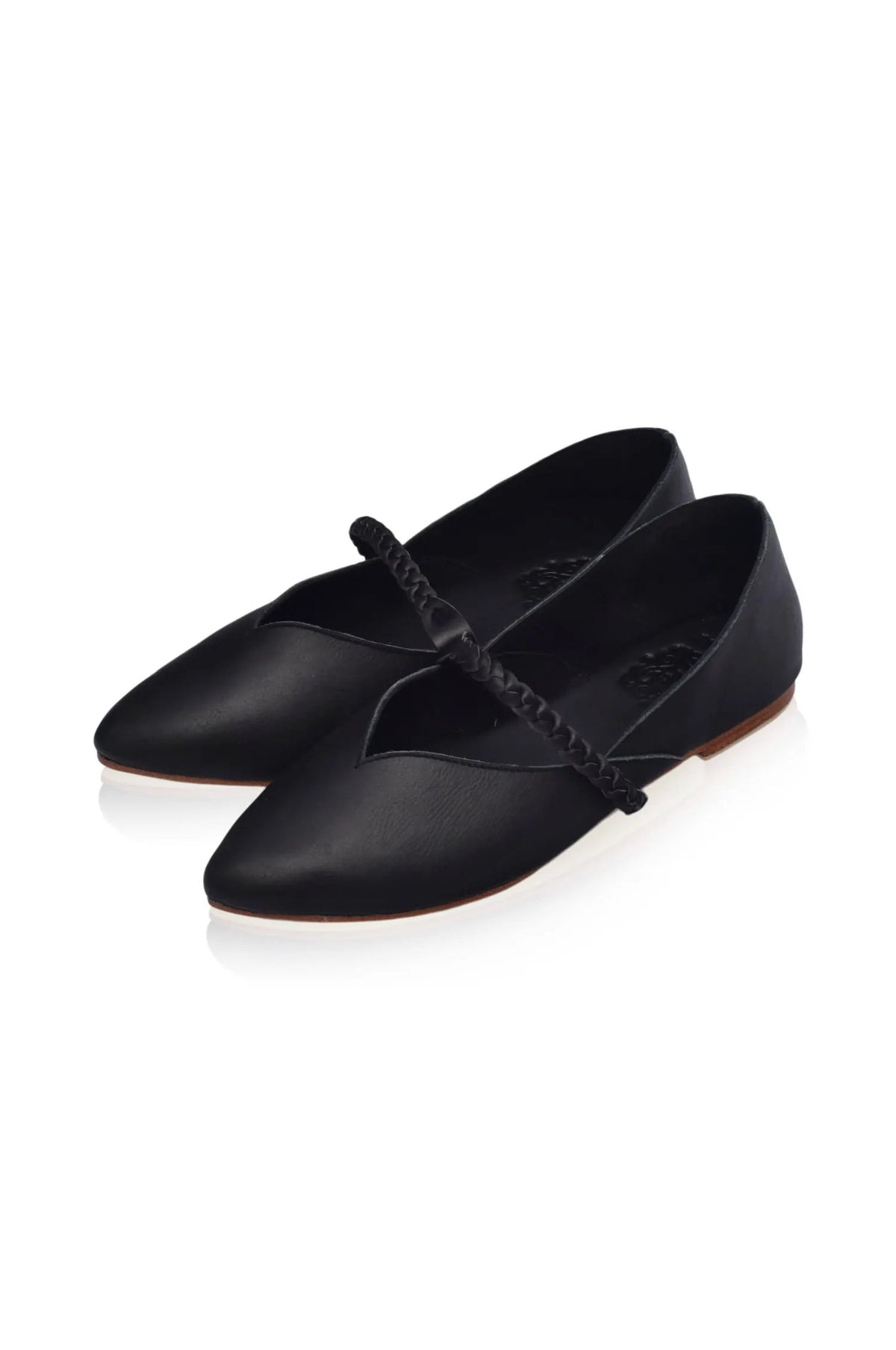 New Love Braided Pointed Toe Leather Flats by ELF